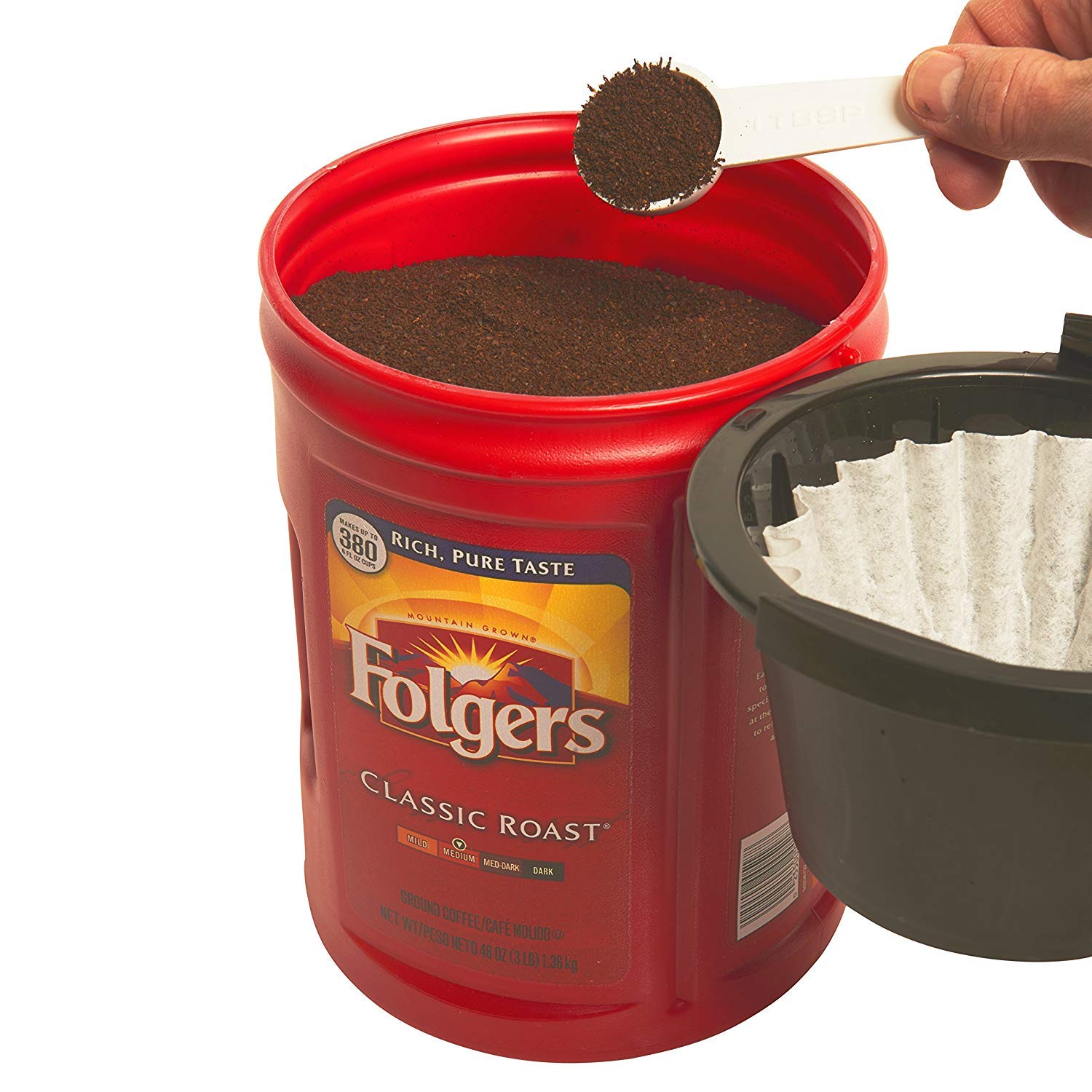 Folgers Classic Roast Ground Coffee 48 oz (4 Cans) - Rich & Smooth Flavor for Morning Brew, Office Coffee Break & Home Use