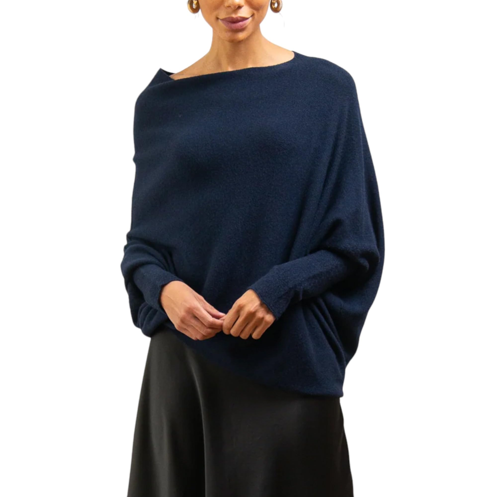 Women's Oversized Knit Pullover Sweater - Batwing Sleeve Off Shoulder Casual Top for Fall | Cozy Autumn Layering & Weekend Outfits