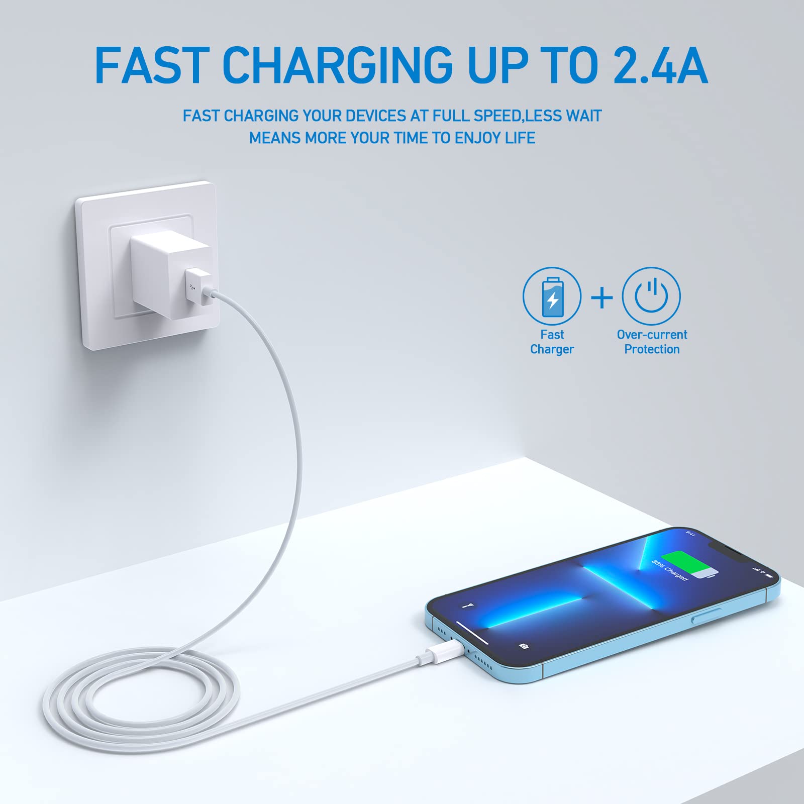 3-Pack 6ft Lightning Cable for iPhone - MFi Certified Fast Charging USB A to Lightning Cable - Compatible with iPhone 14 Pro Max/14 Pro/13/12, iPad & AirPods - Perfect for Home, Office & Travel Charging