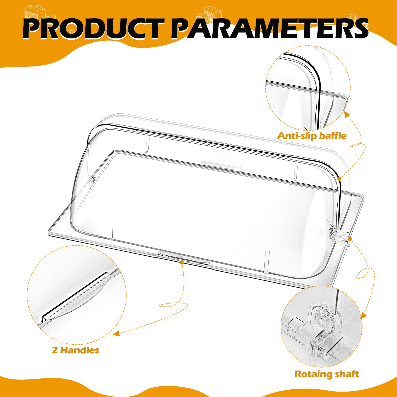4-Piece Clear Plastic Chafing Dish Cover - Full Size Roll Top Bakery Pan Display for Desserts, Cakes & Cupcakes | Commercial Food Service, Buffet Display, Bakery Exhibition