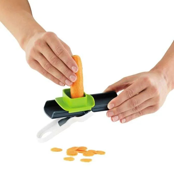 Kuhn Rikon Click and Slice Mandolin Peeler - Adjustable Vegetable Slicer for Kitchen - Perfect for Salad Prep, Potato Chips & Healthy Cooking