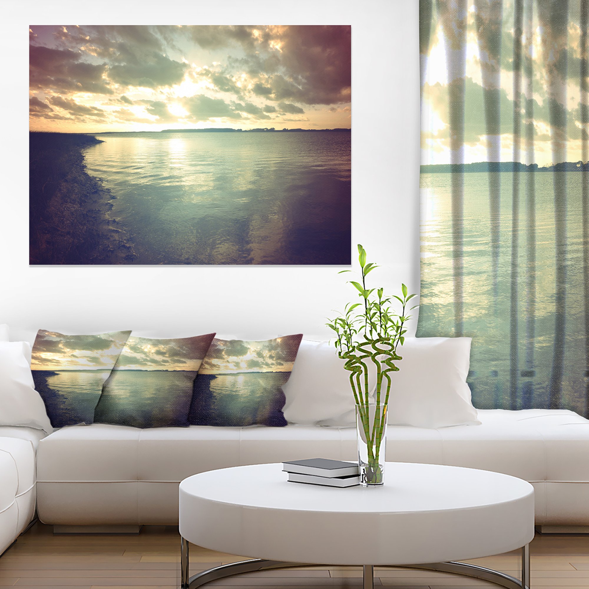 Extra Large Dark Seascape Canvas Wall Art with Cloudy Sky - Ocean Wave Painting for Living Room, Bedroom & Office Decor