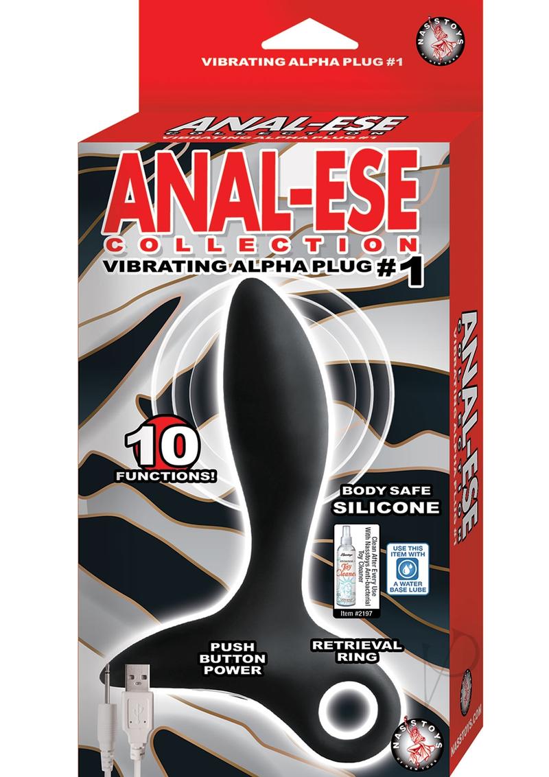 Rechargeable Vibrating Silicone Anal Plug for Men - Alpha Collection #1 in Black - Perfect for Solo Play & Couples Use
