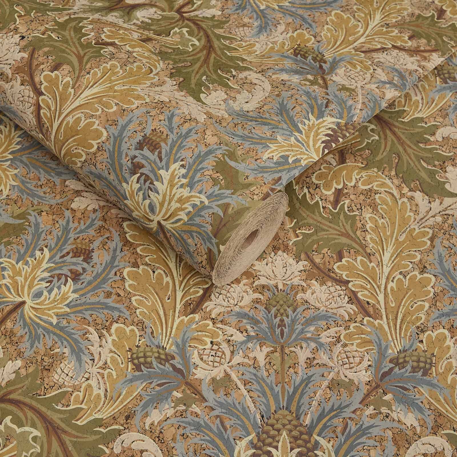 AQUIFOLIA Cork Wallpaper - Self-Adhesive Peel and Stick Dahlia Floral Design for Bedroom, Living Room & Office Decor