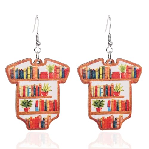 Wooden T-shirt Book Earring