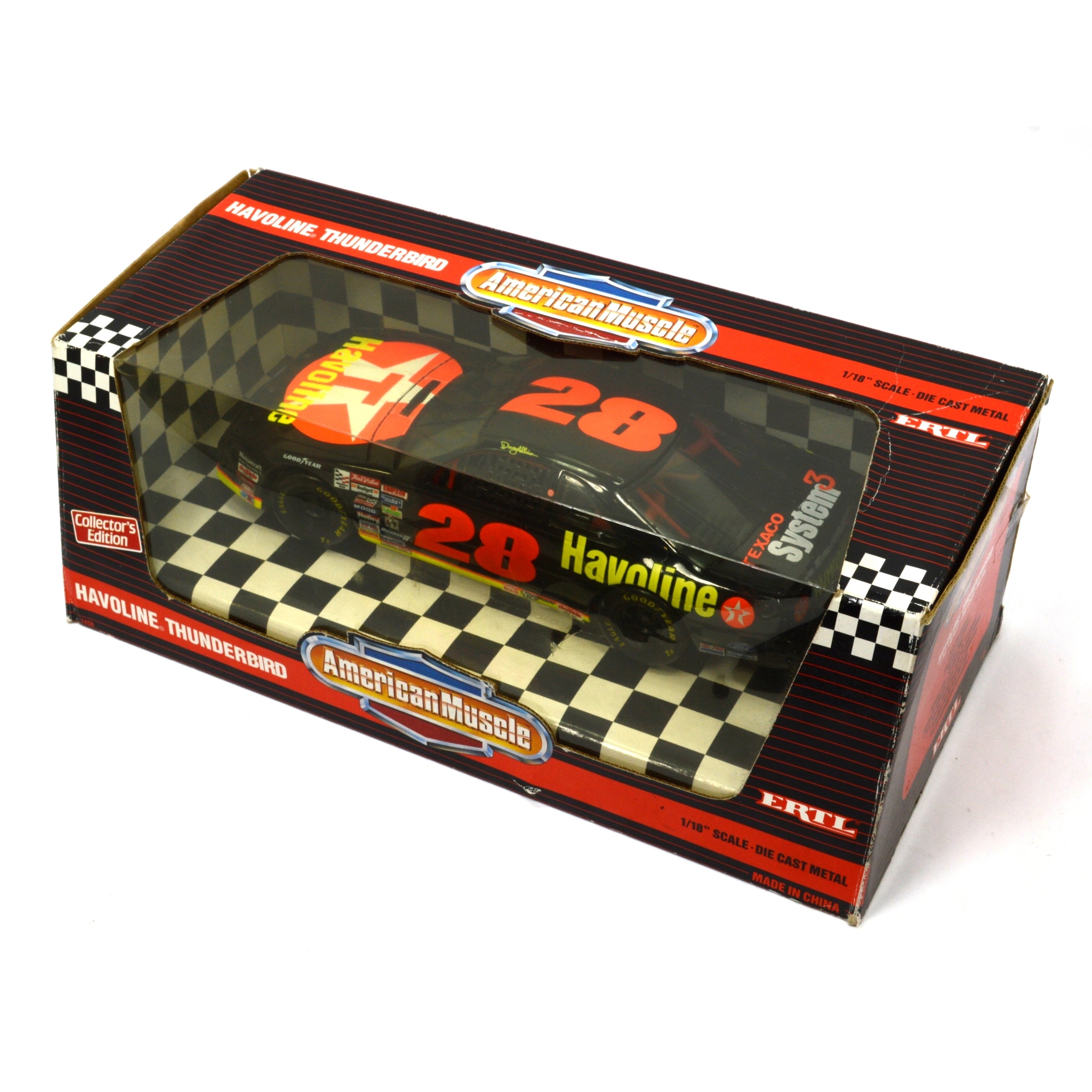 1:18 Scale ERTL Diecast Havoline Thunderbird 1993 American Muscle Car Model - Collectible Vintage Toy for Display & Racing Enthusiasts