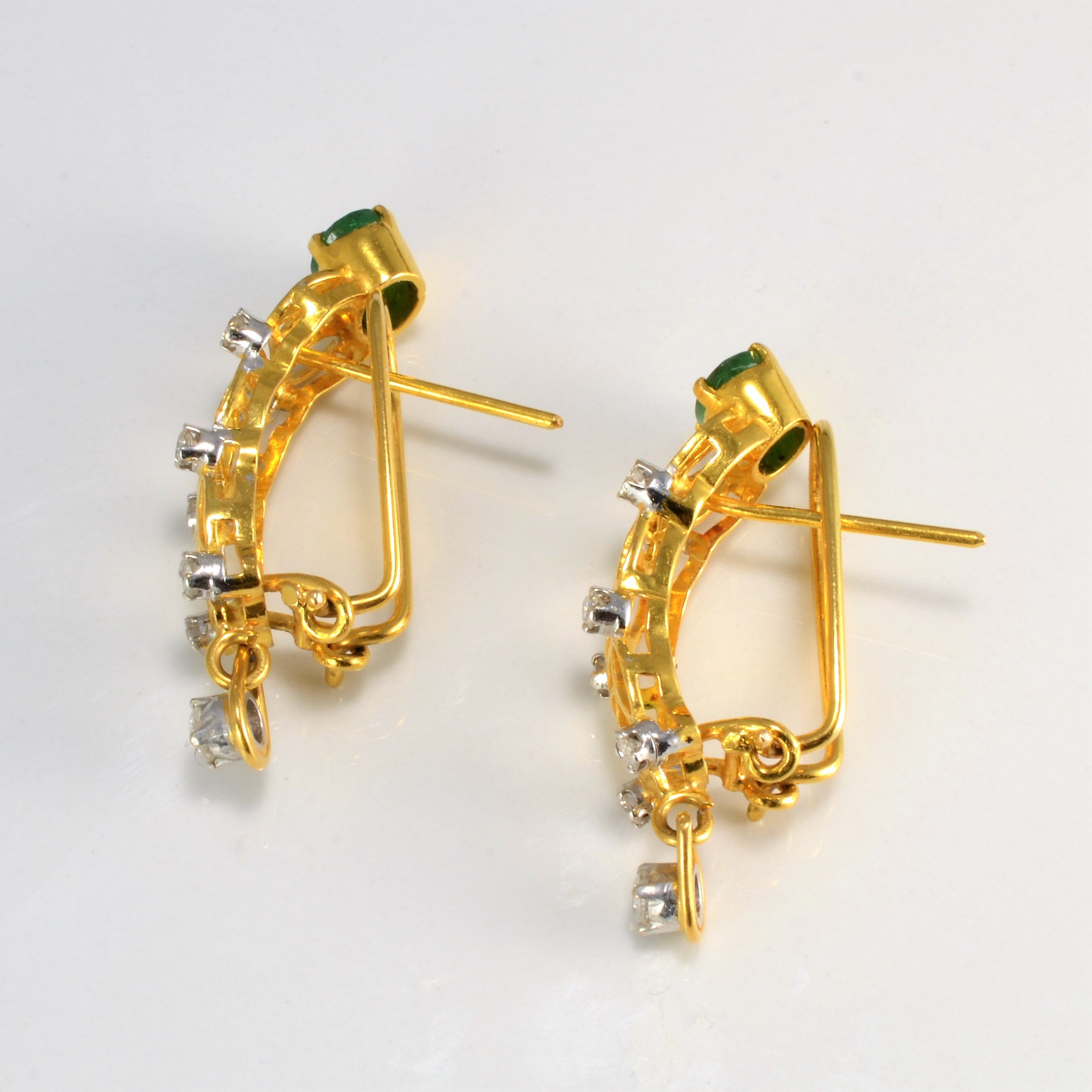 Emerald & Diamond Filigree Ladies Clip Earrings | 0.65 Carat Total Weight | Elegant Jewelry for Women | Perfect for Weddings, Parties & Special Occasions