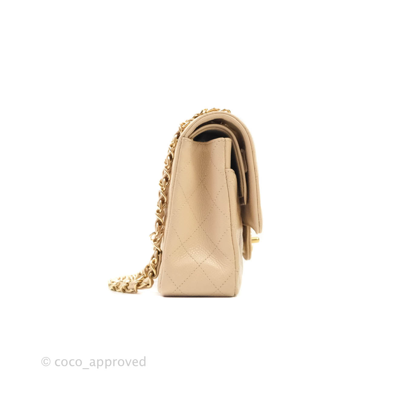 Chanel Classic M/L Medium Double Flap Bag in Beige Caviar Leather with Gold Hardware - Luxury Handbag for Women, Perfect for Work, Date Night & Special Occasions