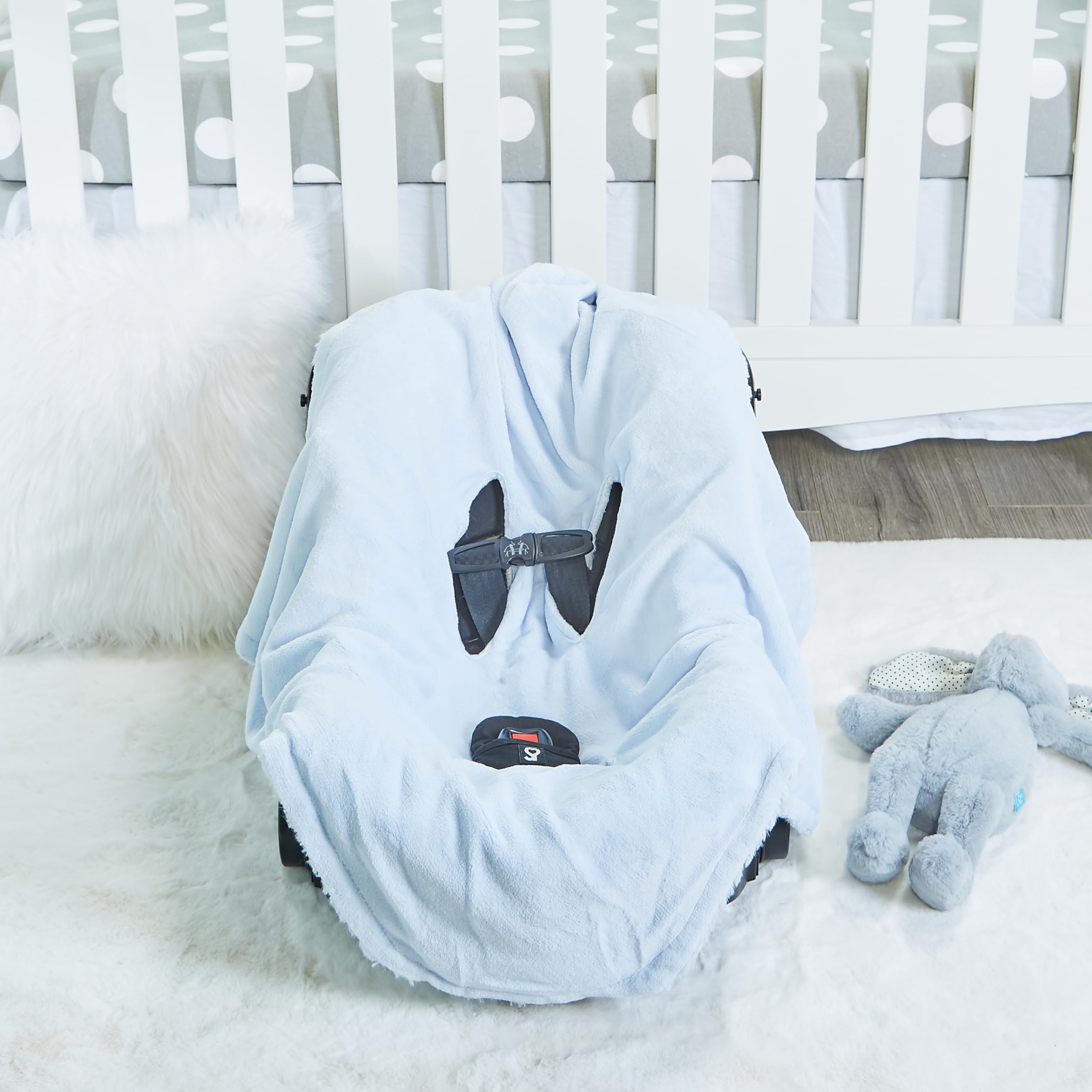 Pastel Blue Baby Car Seat Blanket - Soft Swaddle Wrap for Newborns & Toddlers | Boys & Girls | Interior Car Seat Cover to Keep Clean | Perfect for Travel, Stroller & Nursery Use