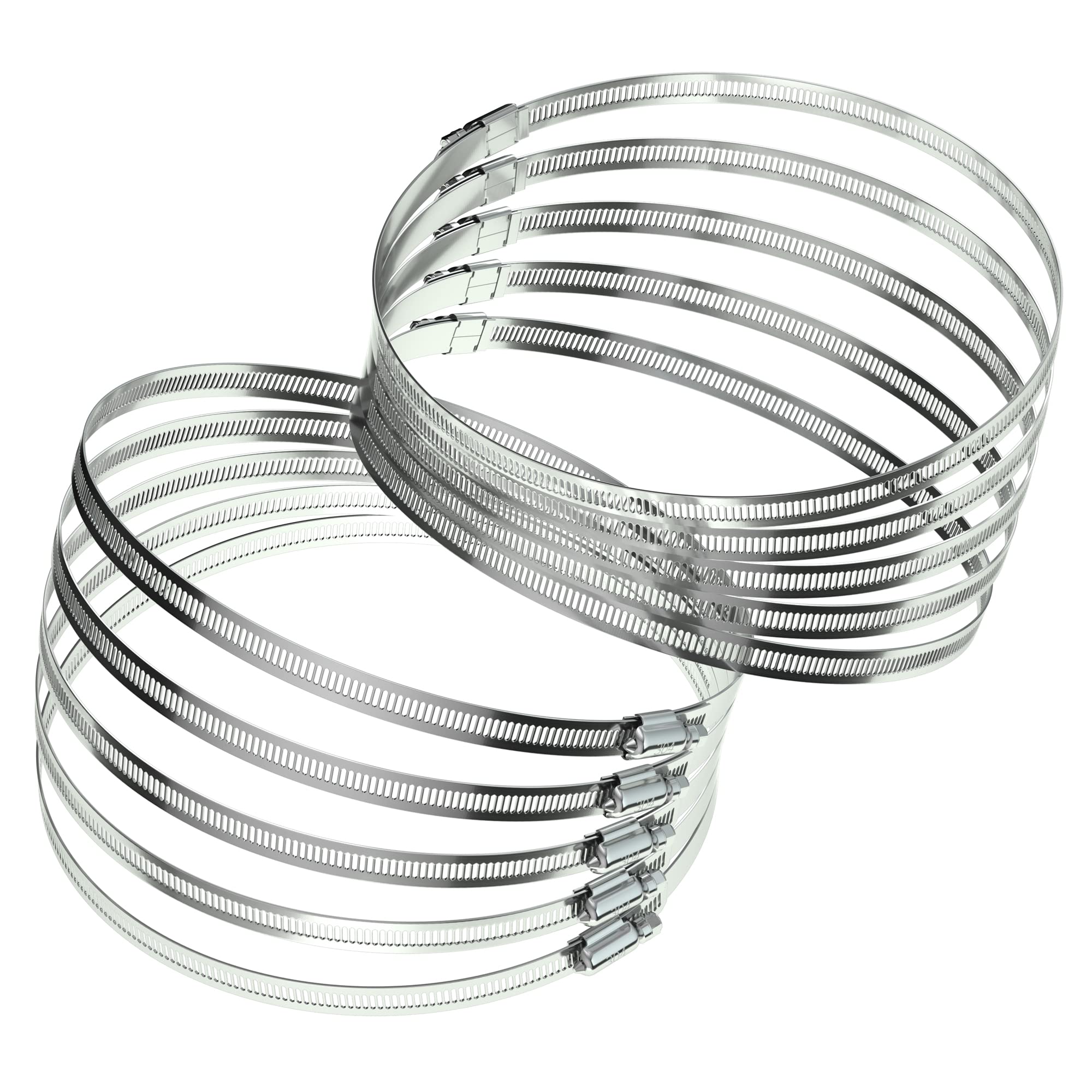 10PCS 5 Inch 304 Stainless Steel Worm Gear Hose Clamp Set - Heavy Duty Fuel Line, Dryer, Intercooler, Garden Water Pipe & Washing Machine Clamps (4-1/2