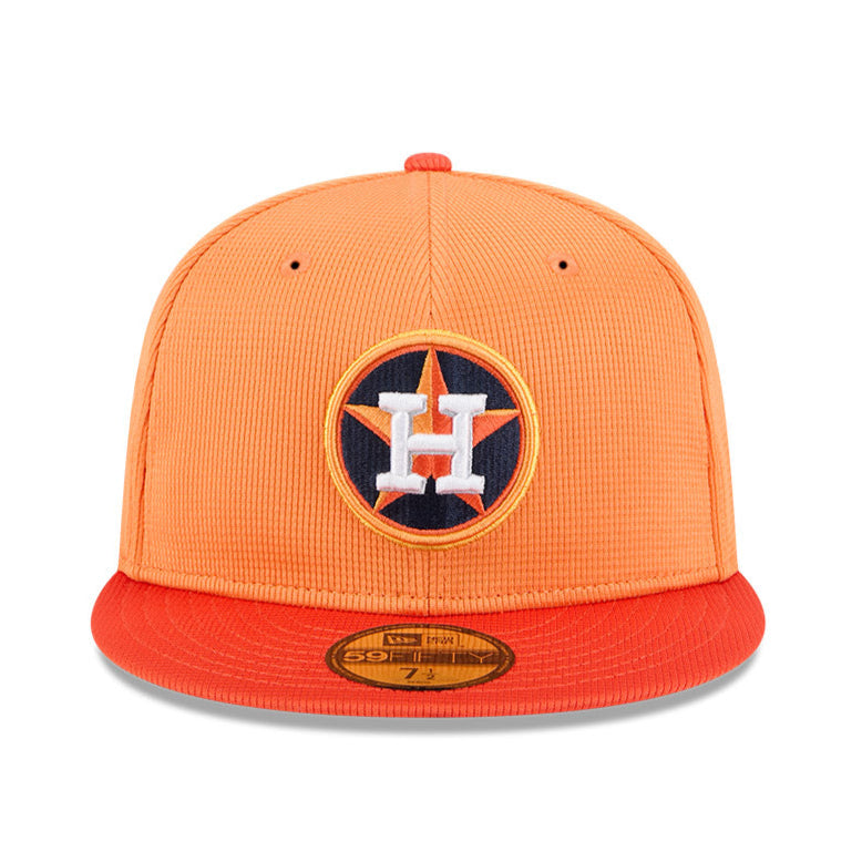 New Era 59Fifty Houston Astros 2025 Spring Training Patch Hat - Light Orange & Orange - Official MLB Baseball Cap for Fans & Players - Perfect for Games, Collecting & Everyday Wear
