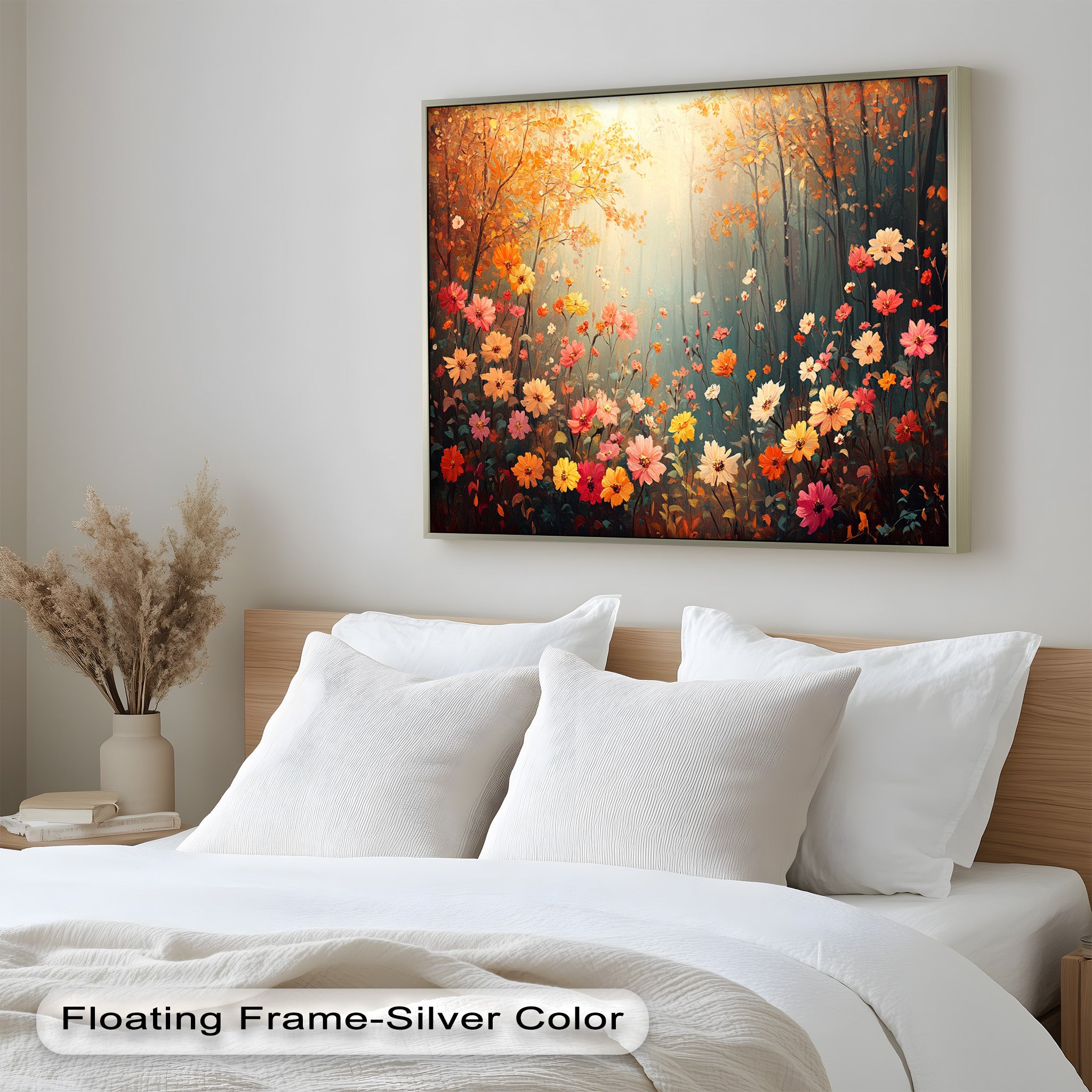 Blooming Forest Light - Vibrant Floral Oil Painting Wall Art for Living Room, Bedroom & Office Decor