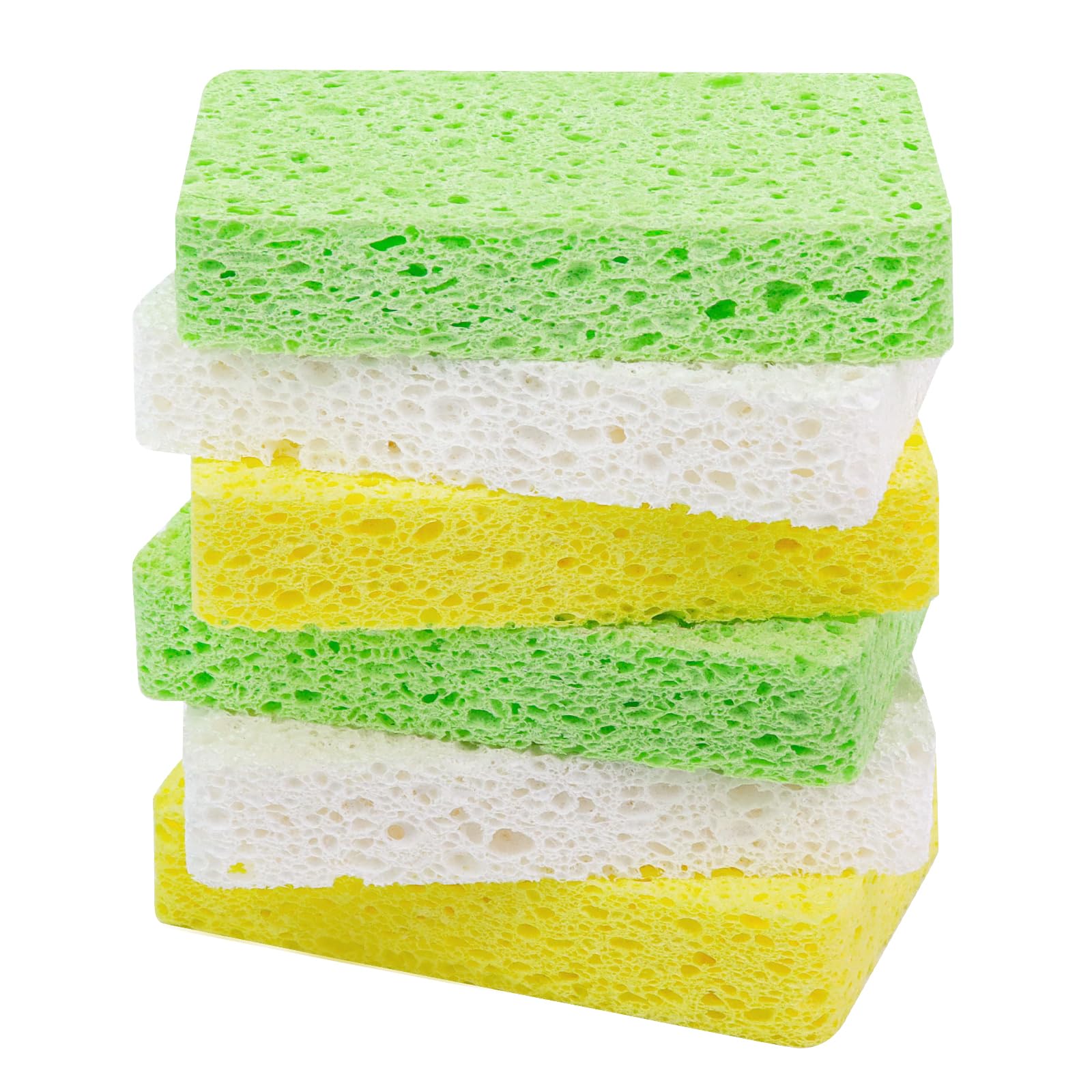6 Pack Eco-Friendly Cellulose Sponges for Kitchen - Reusable, Biodegradable & Non-Scratch Dish Sponges - Super Absorbent Cleaning Sponges for Household, Dishes & Kids DIY Projects - Perfect for Daily Cleaning, Washing Dishes & Craft Activities