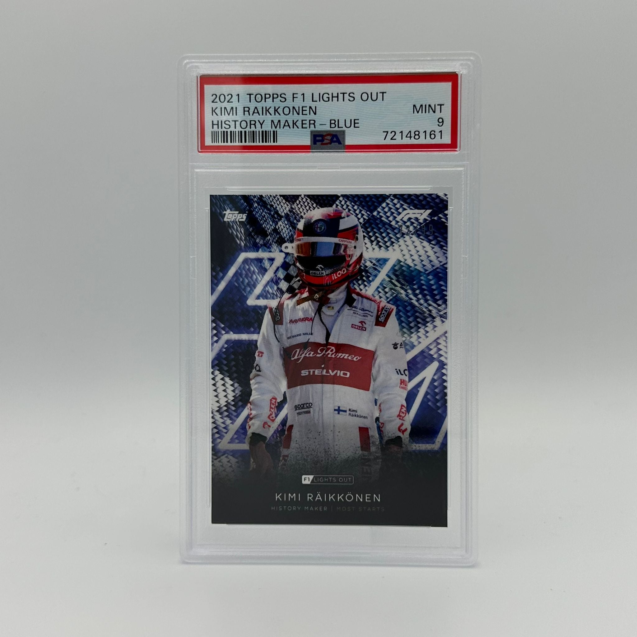PSA 9 Graded 72/99 Kimi Raikkonen History Maker Trading Card - Rare Collectible for F1 Fans & Sports Memorabilia Enthusiasts (Perfect for Display, Investment, or Gift)