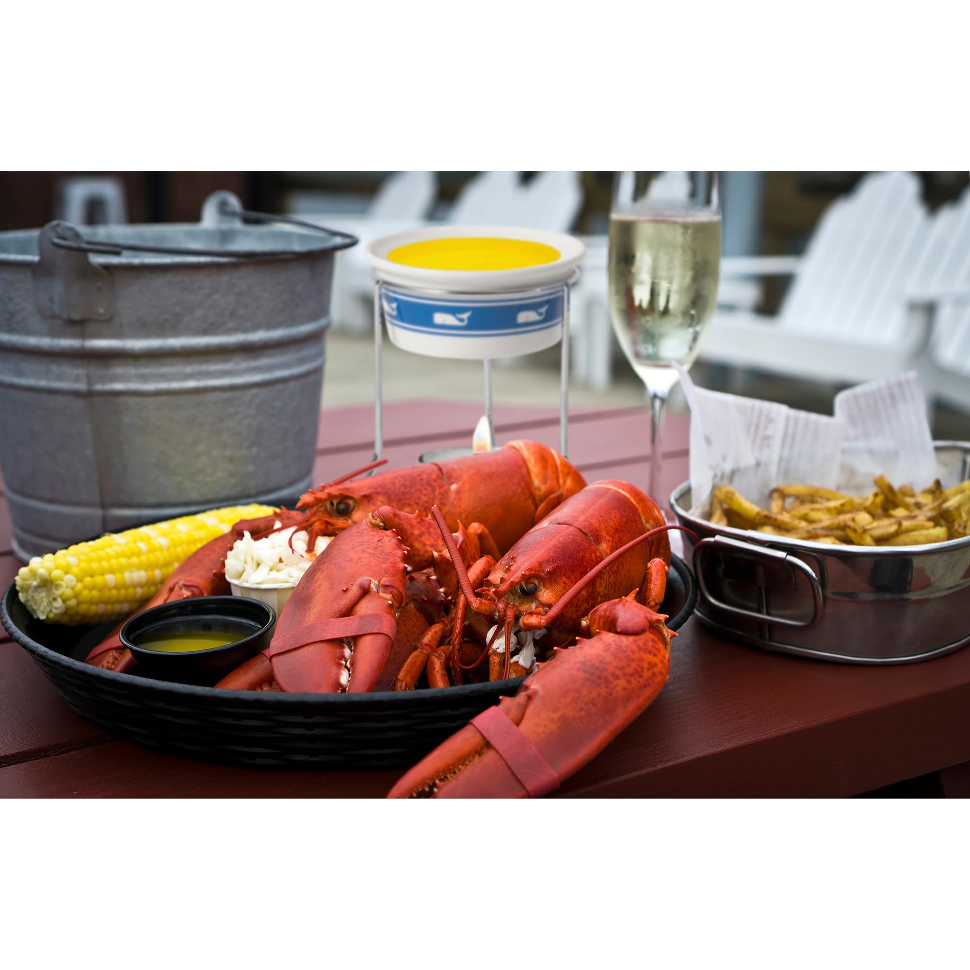Nantucket Seafood Whale Butter Warmers - Set of 2 White Ceramic Warmers for Bread, Lobster & Seafood | Perfect for Dinner Parties, Restaurants & Coastal Home Decor