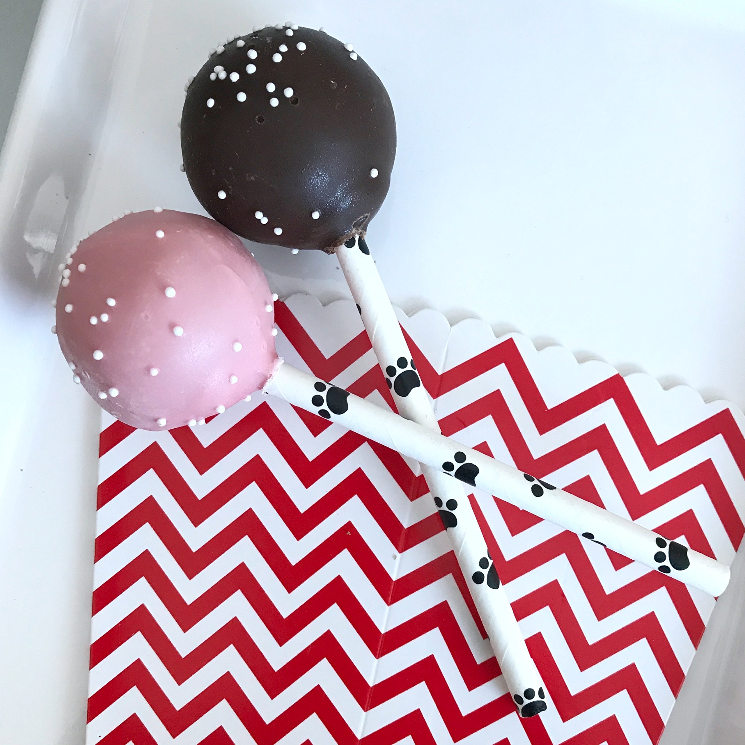 Dog Bone & Paw Print Paper Straws - 50 Pack for Pet Parties & Events