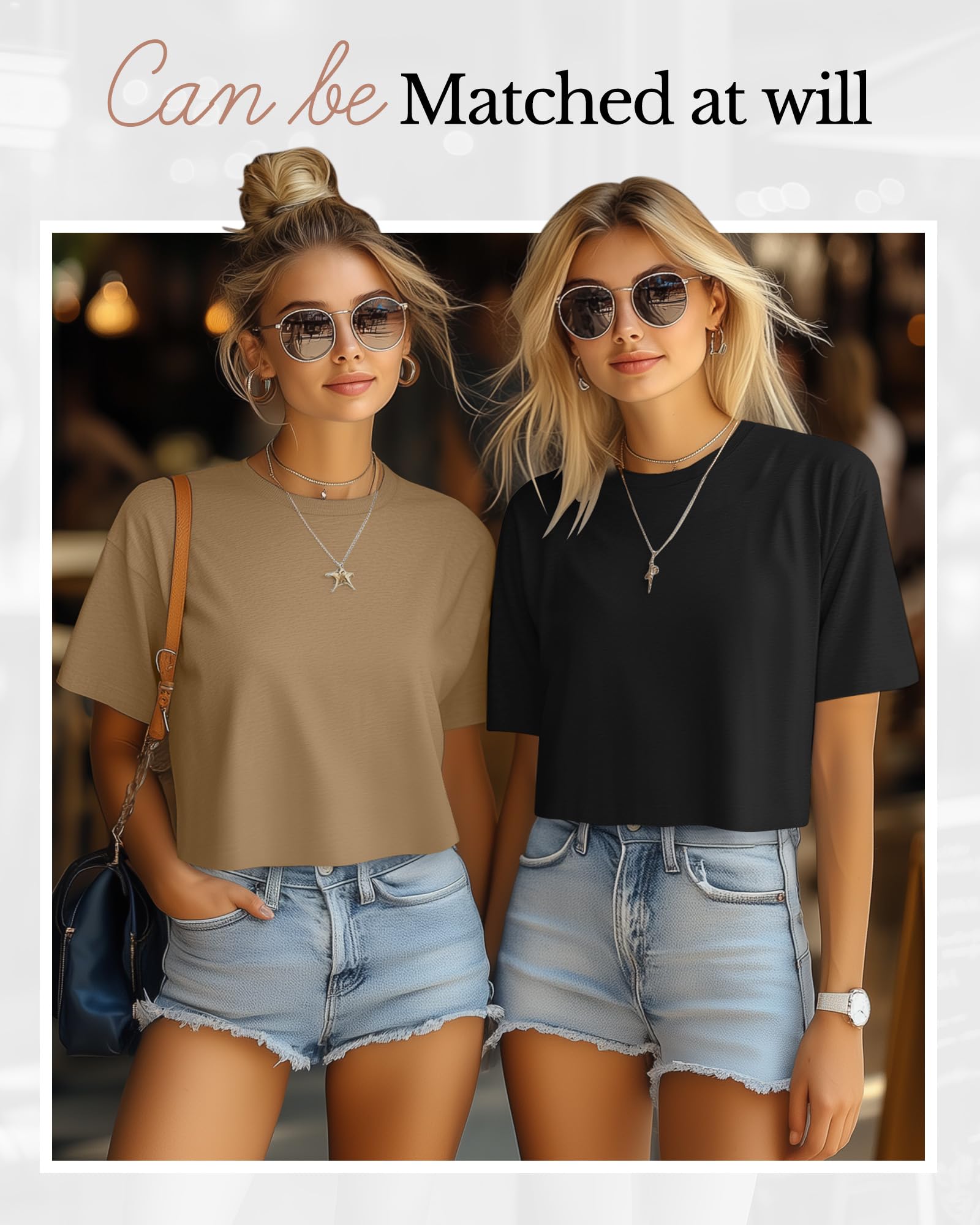 Riyiper 4 Pack Women's Half Sleeve Crop Tops - Casual Crew Neck Plain T-Shirts for Spring & Summer | Perfect for Yoga, Workout & Everyday Wear