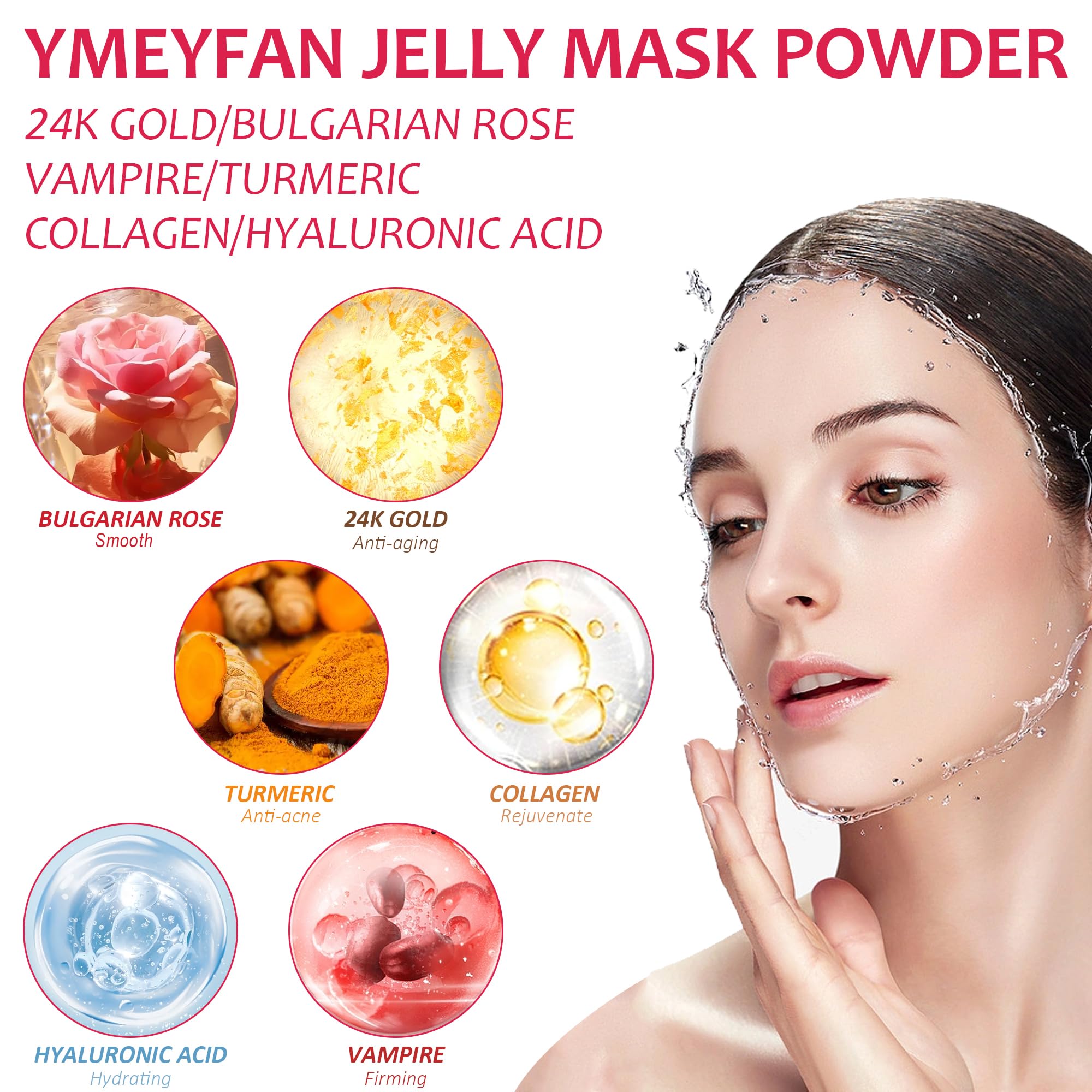 6-in-1 Jelly Mask Powder Set with 10 Pairs Aloe Vera Under Eye Patches & 10PCS Hydrating Lip Masks - DIY Skincare Kit for Glowing Skin at Home Spa, Party Favors, Self-Care Gifts
