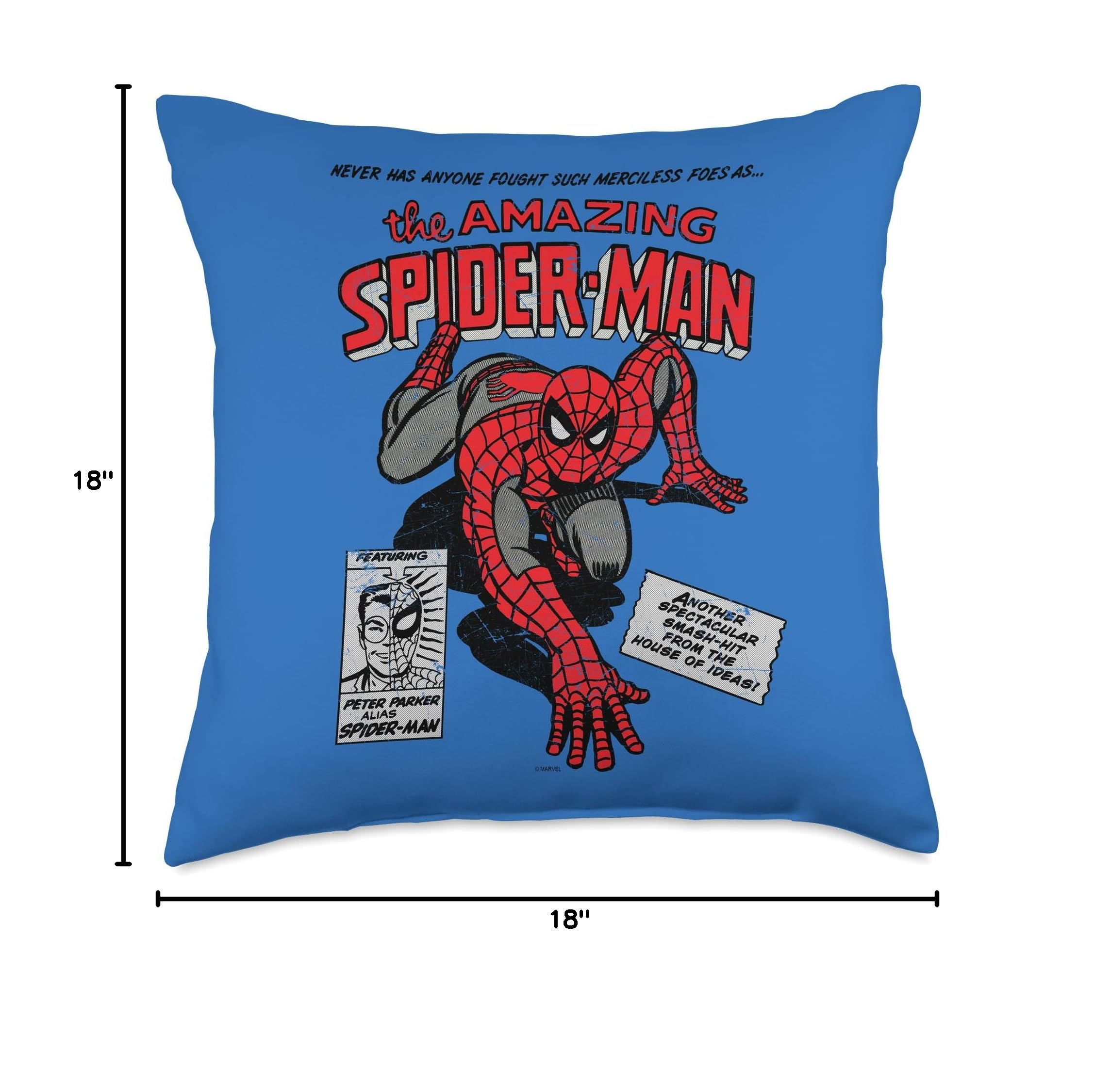 Marvel The Amazing Spider-Man Retro Comic Throw Pillow - Soft Decorative Couch Pillow for Superhero Fans, Living Room & Bedroom Decor