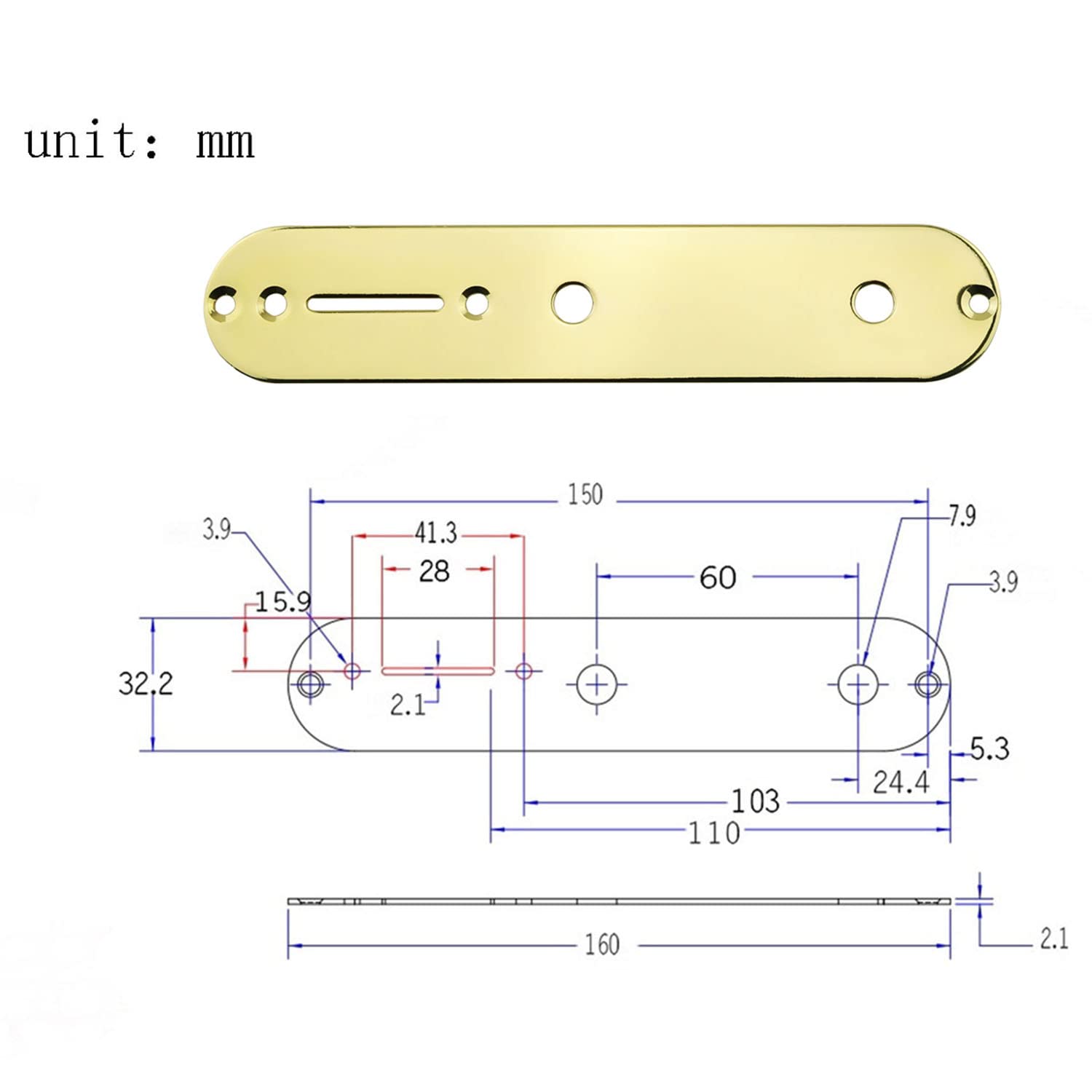 Golden Electric Guitar Telecaster Control Plate - Premium Replacement Part for Tele Guitar - Perfect for Upgrades, Repairs & Custom Builds