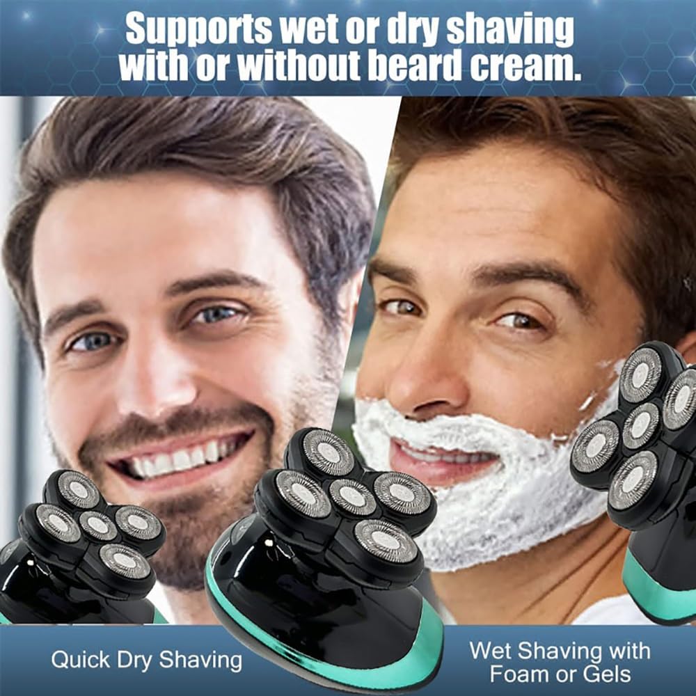 5-in-1 Electric Head Shaver for Bald Men - Rechargeable Wet/Dry Waterproof Beard Trimmer with Fast Charging | Perfect for Travel, Gym & Daily Grooming