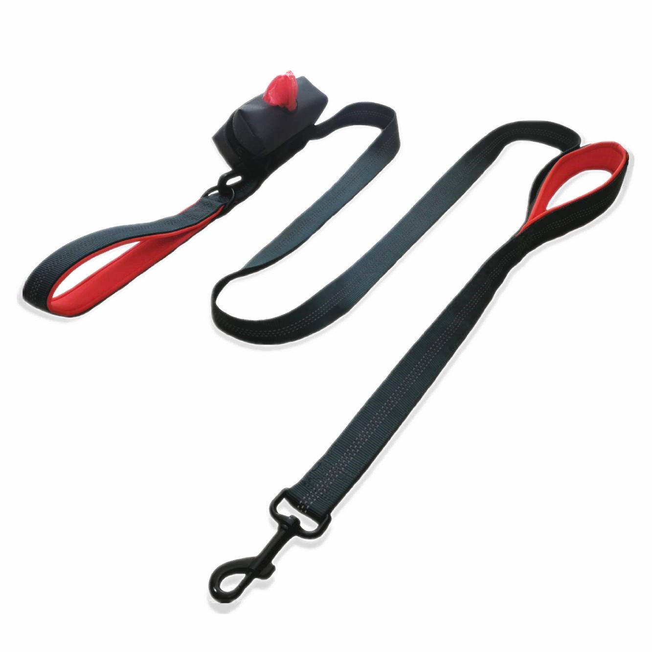 Glanzzeit 6 ft Heavy Duty Reflective Dog Leash with Poop Bag Dispenser & 2 Soft Padded Handles - Durable Nylon Lead for Large Dogs, Walking, Training, Hiking (Orange) - Includes Free Roll of Waste Bags