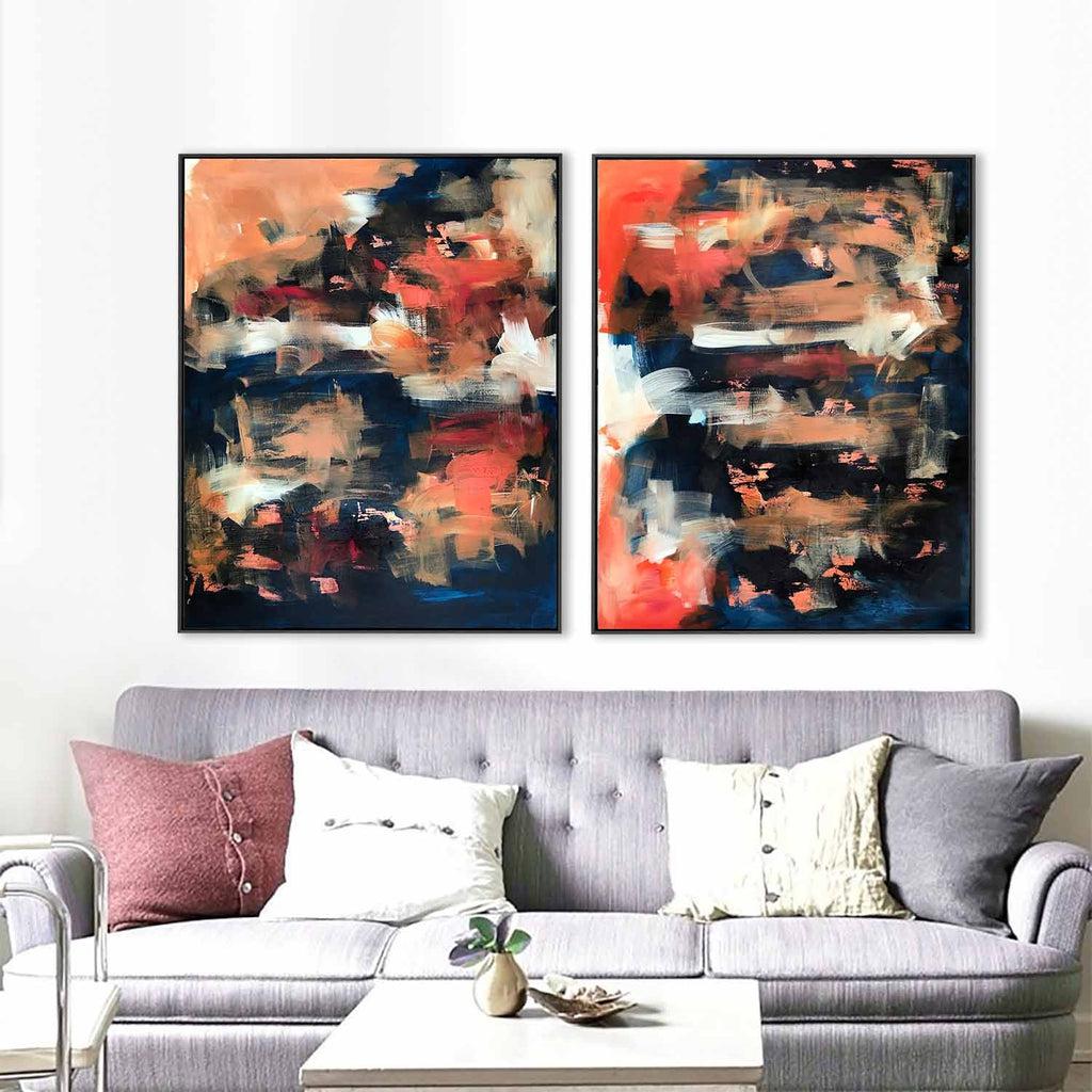 The Untold Story Diptych Painting - Handmade Wall Art for Home Decor, Perfect for Living Room, Bedroom & Office