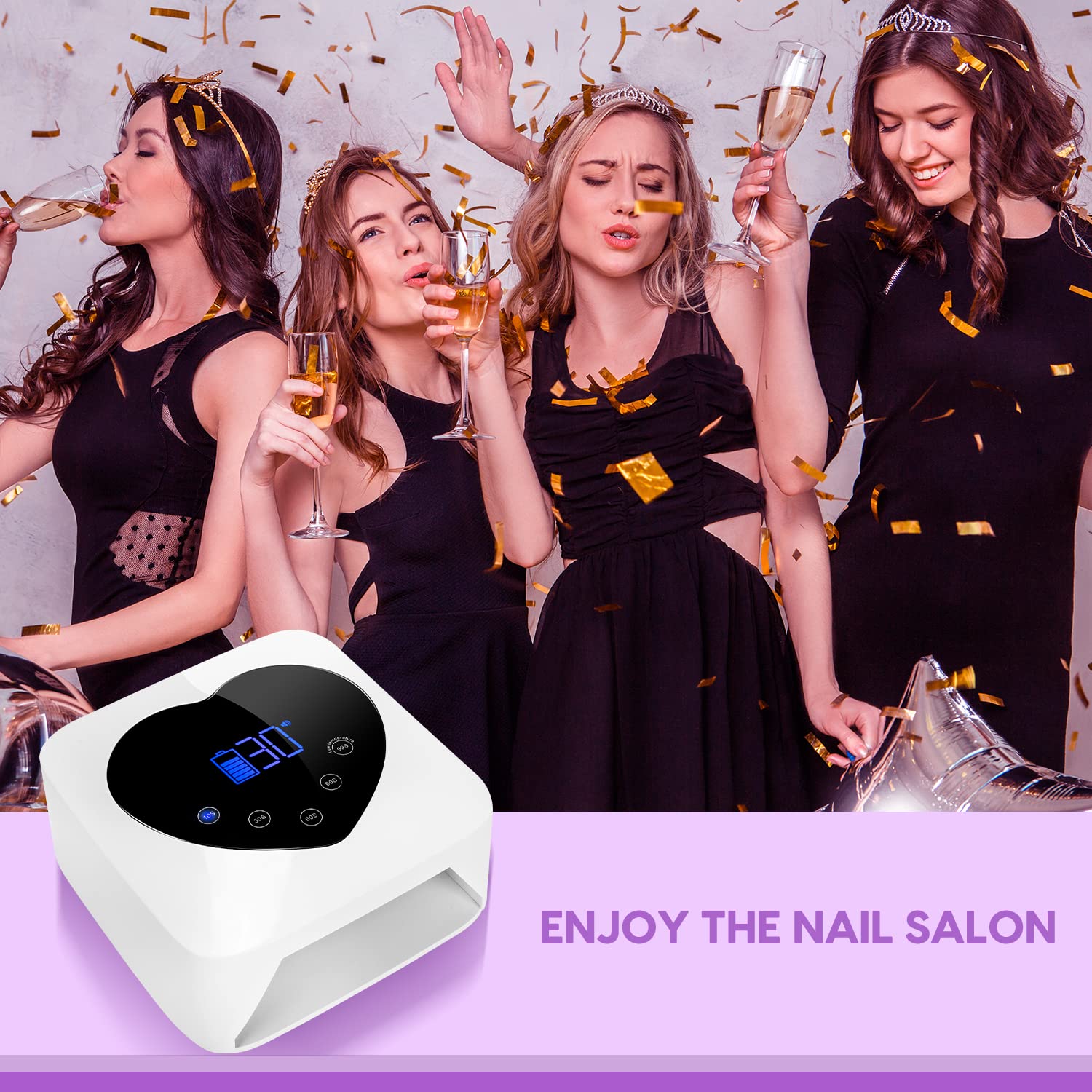 Professional 72W UV LED Nail Lamp - Cordless Gel Nail Dryer with 5 Timer Settings & Touch Screen Auto Sensor | Fast Curing for Salon & Home Manicures, Perfect for Gel Polish, Acrylics & Nail Art