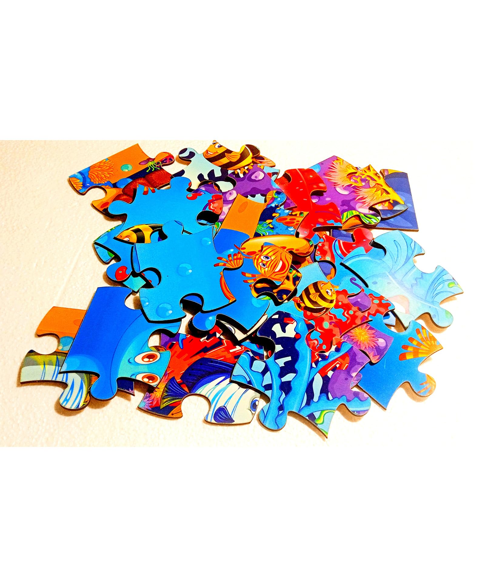 Fingo Wooden Jumbo Size Brain Jigsaw Puzzle - 30 Piece Aqua Animal Theme Educational Toy for Kids | Perfect for Family Game Night, Classroom Activities & Cognitive Development
