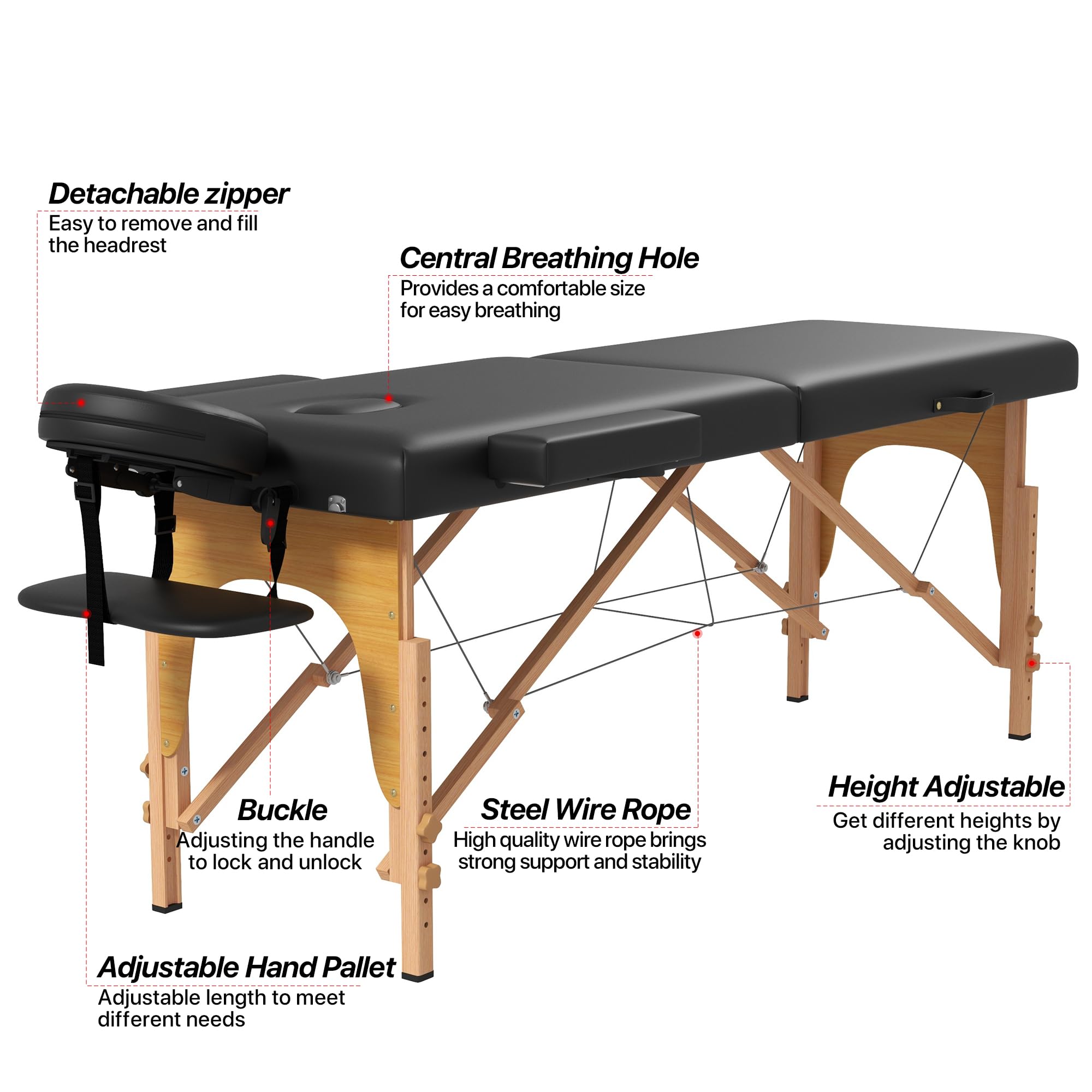 Portable 2-Section Foldable Massage Table - 27