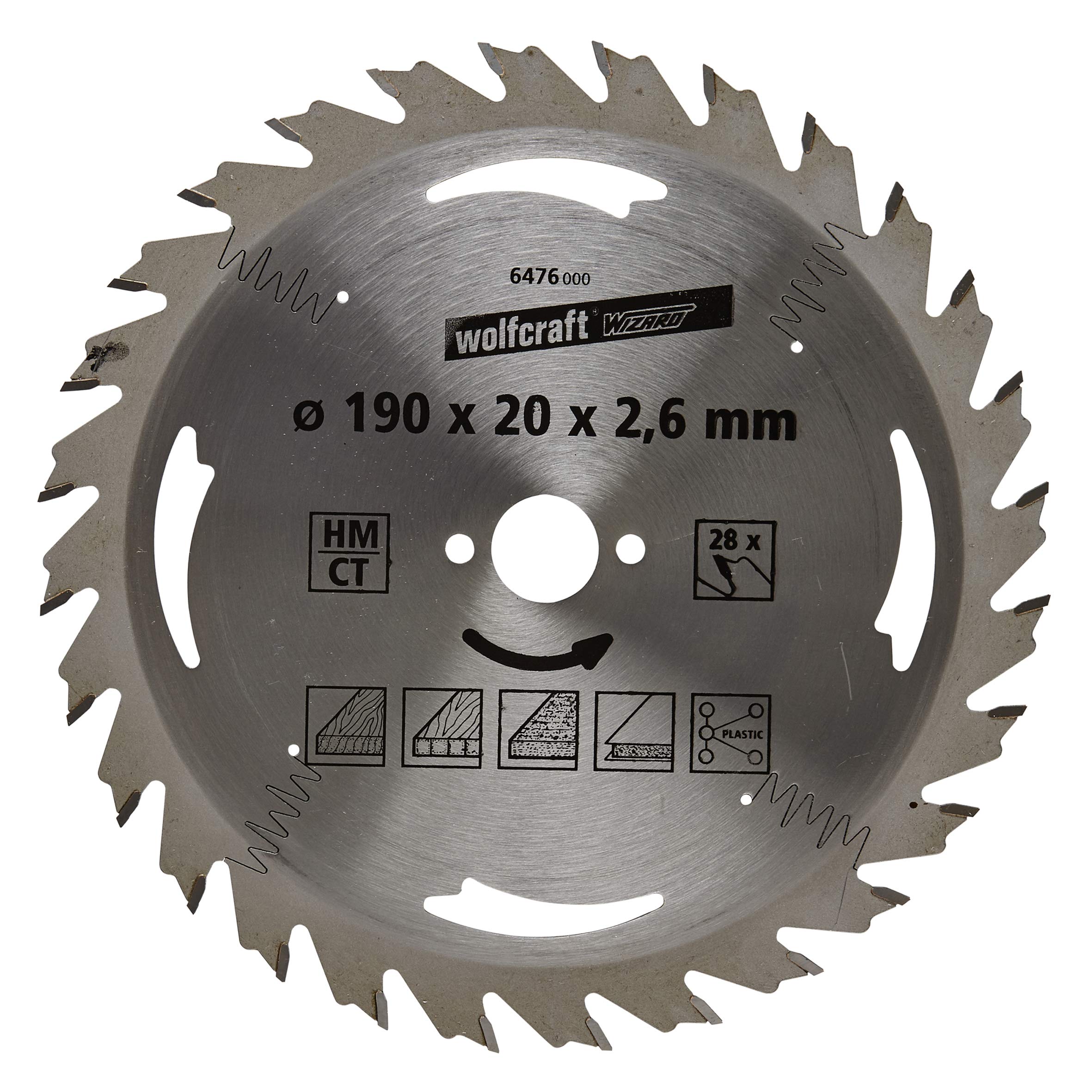 Wolfcraft TC Circular Hand Saw Blade - Silver Series I 6476000 I Fast & Precise Cutting for Woodworking & DIY Projects