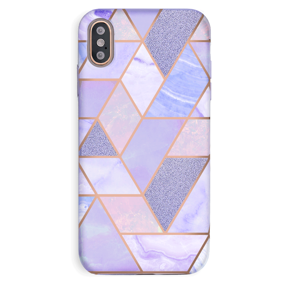 Stylish Purple Geometric Marble iPhone Case - Durable Protective Cover for iPhone 13/14/15 Pro Max - Trendy Aesthetic Phone Case for Women & Men - Perfect for Daily Use, Travel & Gift Giving