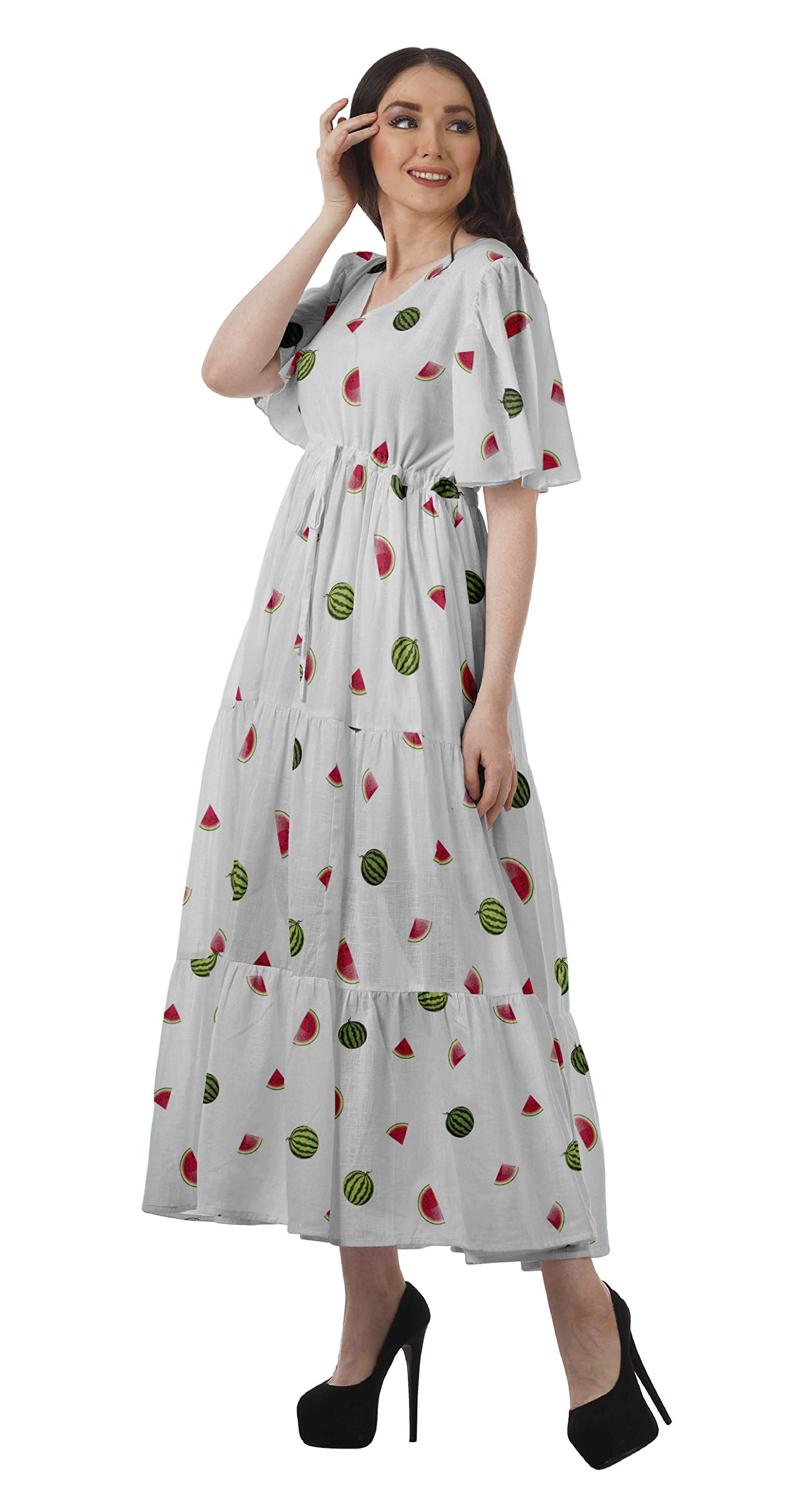 Moomaya Women's Printed Summer Dresses - Short Sleeve Party & Casual Sundress for Beach, Vacation, and Outdoor Events