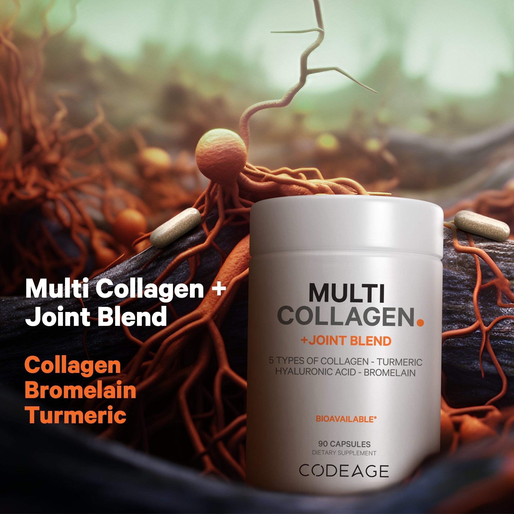Codeage Multi Collagen Protein Powder with Joint Support Blend - Hydrolyzed Collagen Peptides for Skin, Hair, Nails & Bone Health - Supports Joint Mobility & Recovery - Ideal for Smoothies, Coffee & Post-Workout (Unflavored)