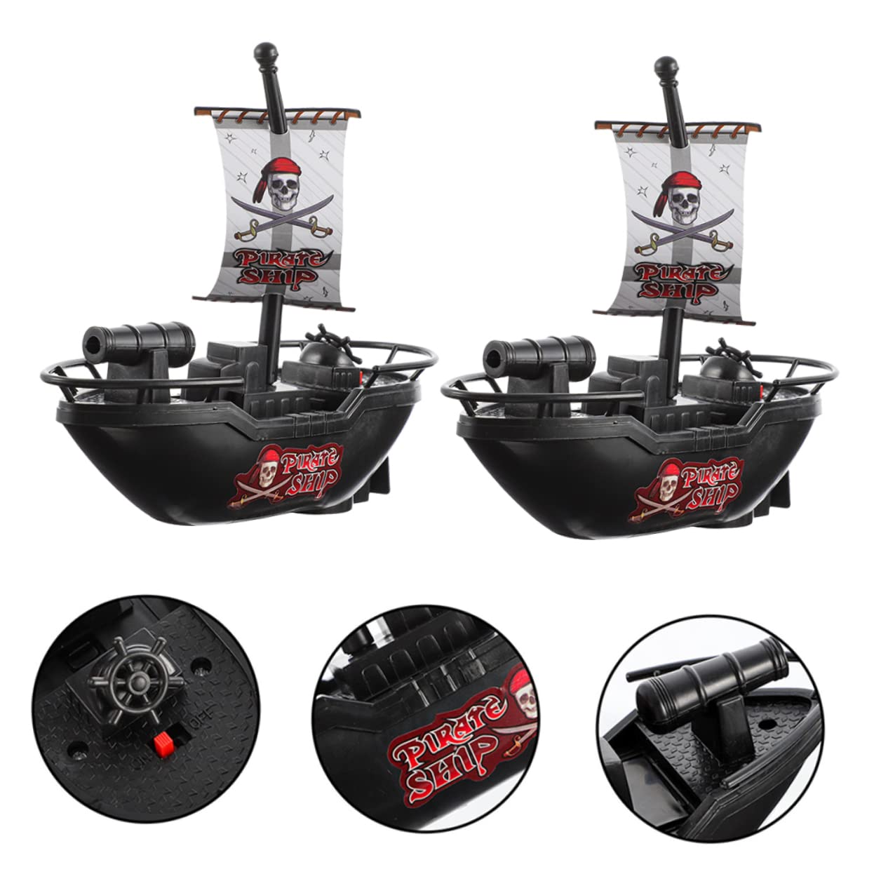 UPKOCH 8 Pack Electric Pirate Ship Toy Boats for Kids - Water Play, Pool & Beach Toys with Colorful LED Lights (AA Battery Powered) - Perfect for Outdoor Play, Birthday Gifts & Bathtime Fun