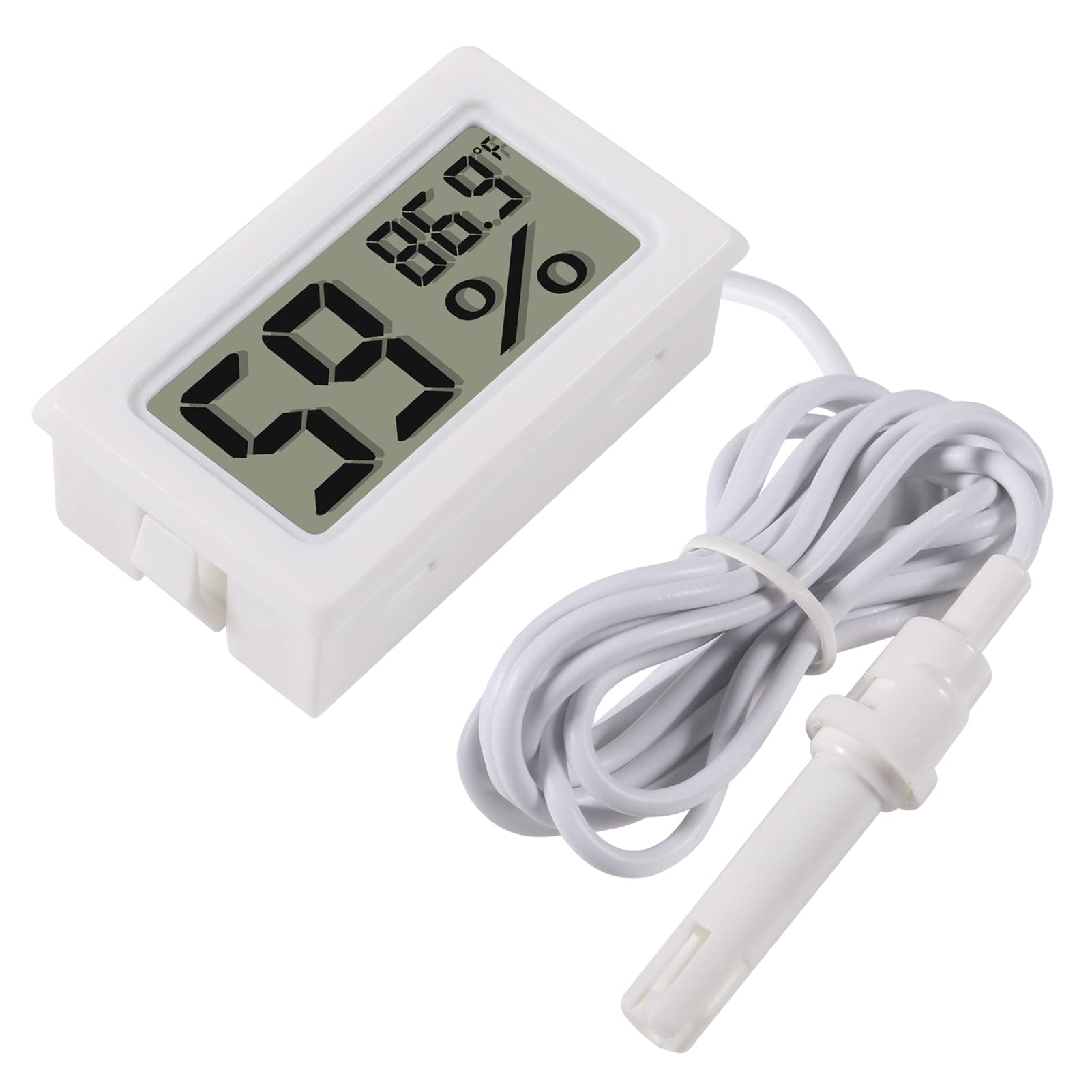 2-Pack Mini Digital Hygrometer Thermometer with Probe - LCD Display for Temperature (°F) & Humidity Monitoring - Perfect for Incubators, Reptile Terrariums, Plant Greenhouses, Humidors & Guitar Cases - Indoor/Outdoor Use