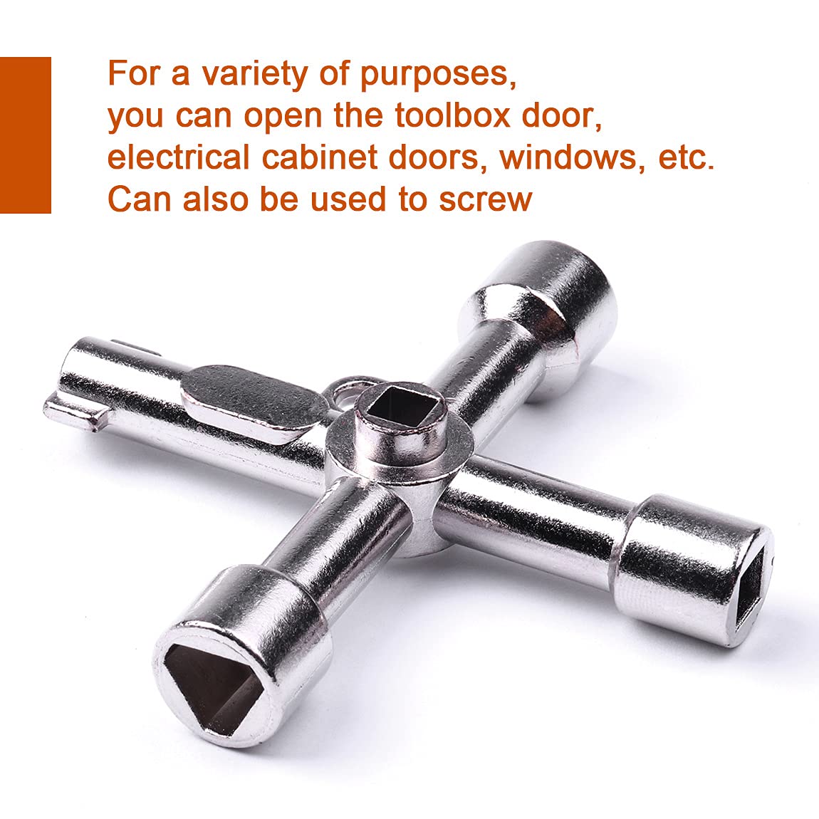 ATOPLEE 4 Way Utility Key for Faucet, Gas Meter & Electrical Cabinet - Triangle/Square/Panel Cross Key for Home & Industrial Use