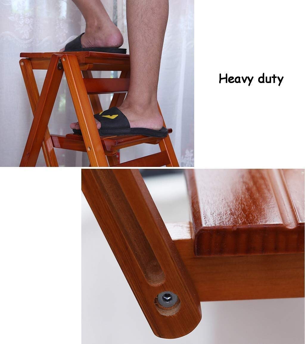 4-Step Folding Wooden Step Stool for Home, Indoor Climbing Stool, Portable Dining Chair & Garden Tool Stand - Perfect for Kitchen, Bathroom, and Outdoor Use