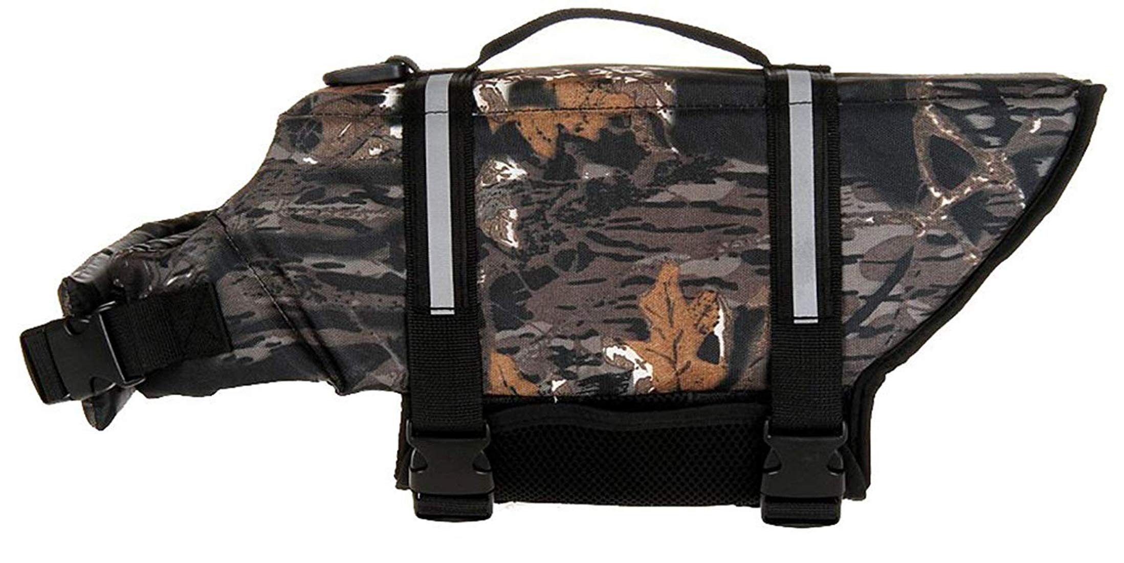 GabeFish Dog Life Jacket Vest - X-Small Black Camo Safety Swimwear with Reflective Strips for Small Dogs | Perfect for Swimming, Boating & Water Activities