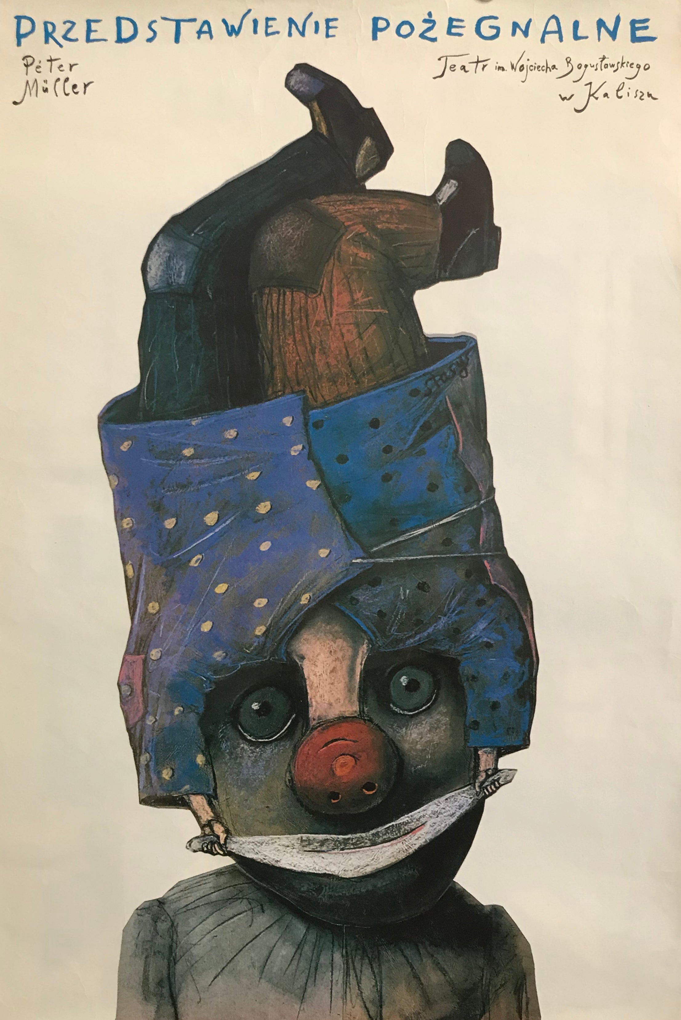 1988 Original Polish Puppet Theater Poster - International Farewell Performance (Przedstawienie Pożegnalne) - Vintage Art Collectible for Theater Lovers & Home Decor