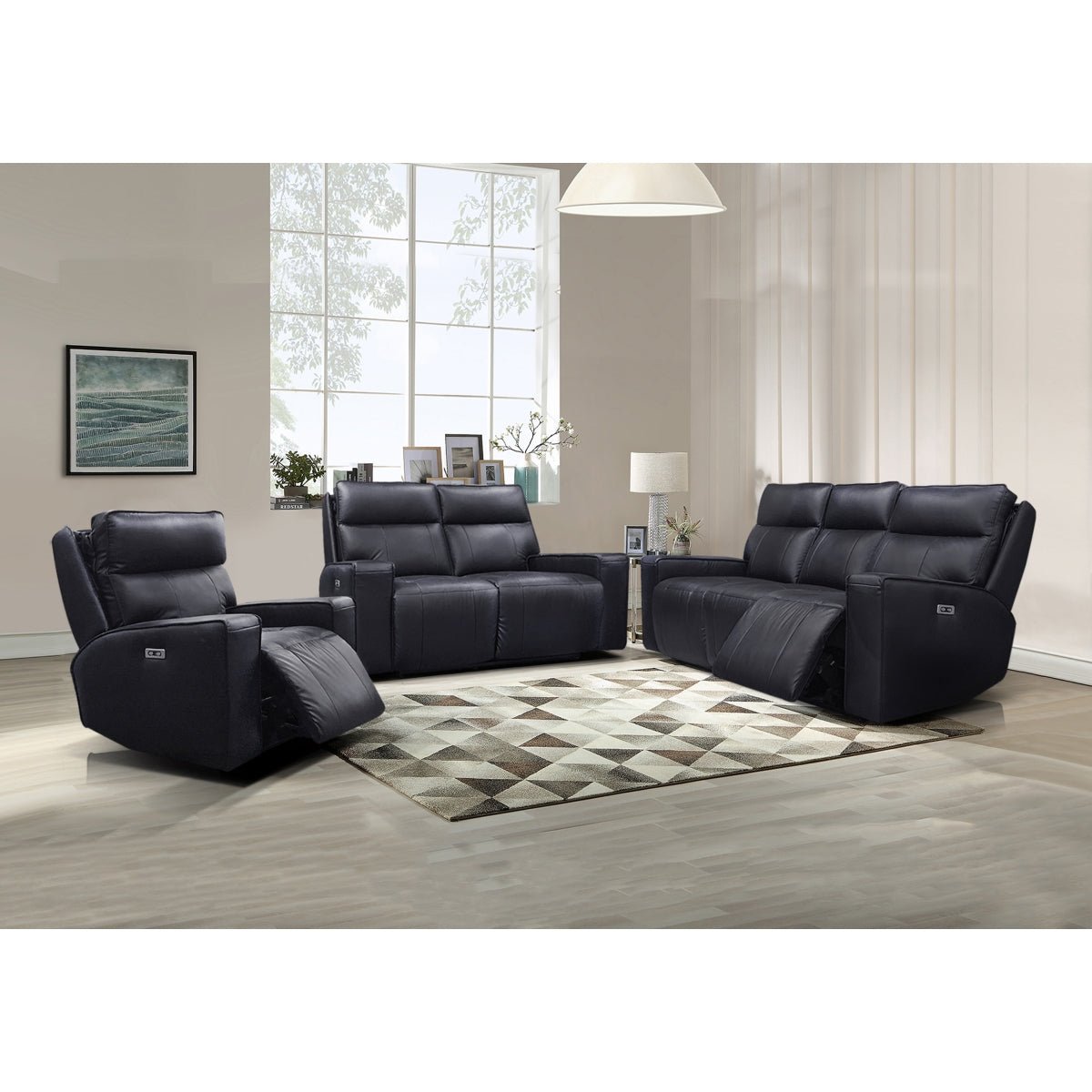 Chadwick Black Power Reclining Loveseat - Modern Electric Recliner Sofa for Living Room, Home Theater & Relaxation - Soft Faux Leather with USB Charging Ports - Comfortable Couches for Small Spaces