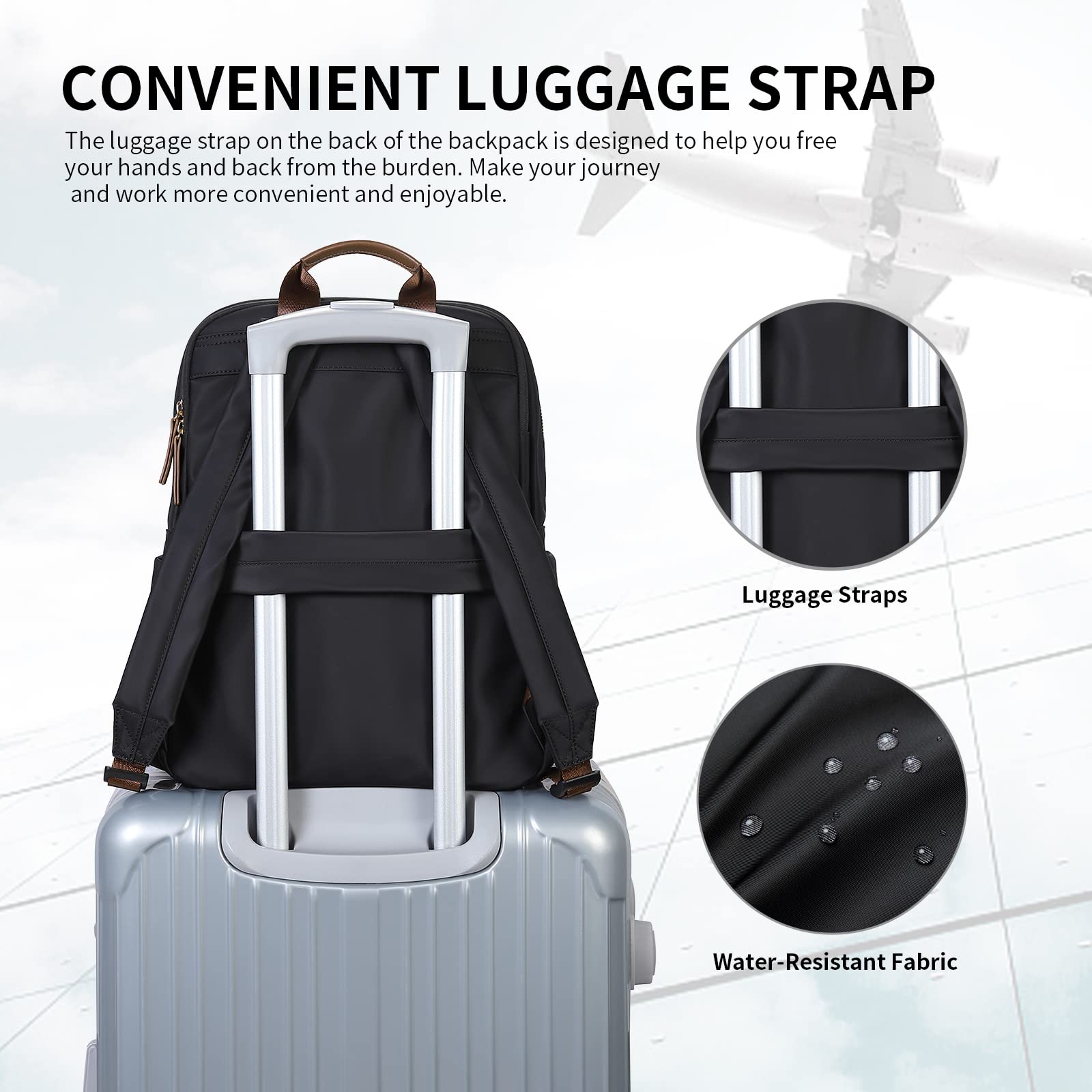 Stylish Women's Laptop Backpack Purse - Fits 16 Inch Notebook, Water-Resistant Casual Daypack for Work, Travel & College - Fashionable Computer Bag (Black) | Perfect for Commuting, Business Trips & Campus Life