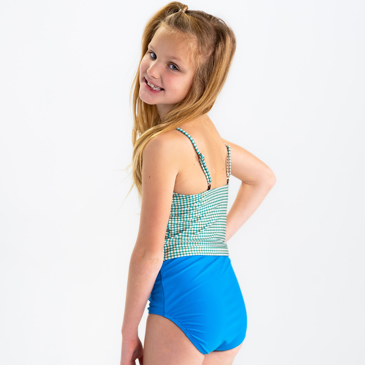 Girls High Neck Crop Tankini Top - Stylish Swimwear for Beach, Pool & Summer Activities