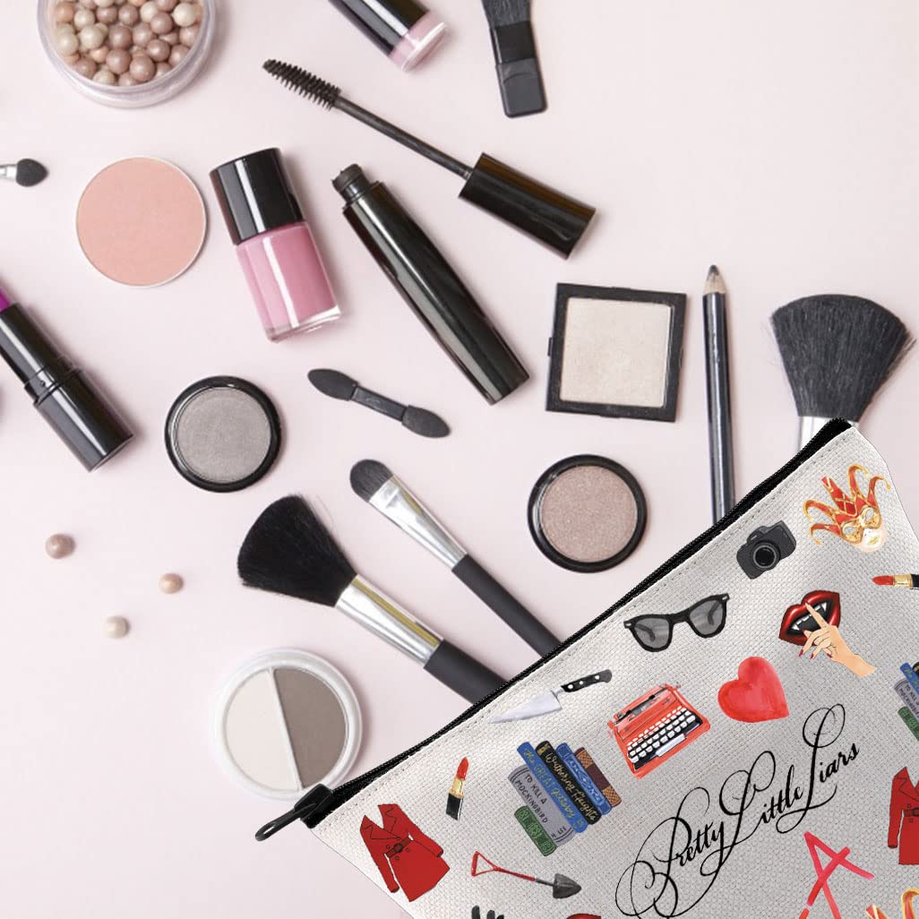 TSOTMO Pretty Little Liars Makeup Bag - Cute Zipper Pouch for Women & Teens - Perfect Gift for Gossip Girl Fans, Best Friends & Sleepovers - Great for Cosmetics, Travel & School Supplies