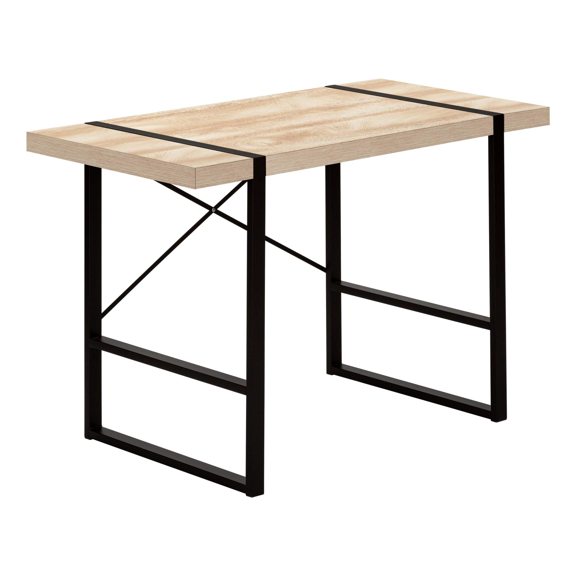 Ergonomic 48-Inch Computer Desk with Natural Wood Top and Black Metal Frame - Perfect for Home Office, Gaming, and Study Spaces