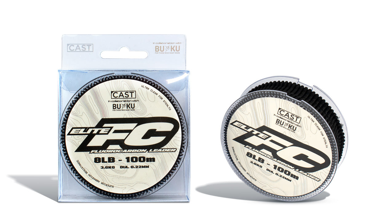 BUKU Cast Elite FC Fluorocarbon Fishing Leader Line - High Performance, Invisible Underwater for Bass, Trout & Saltwater Fishing