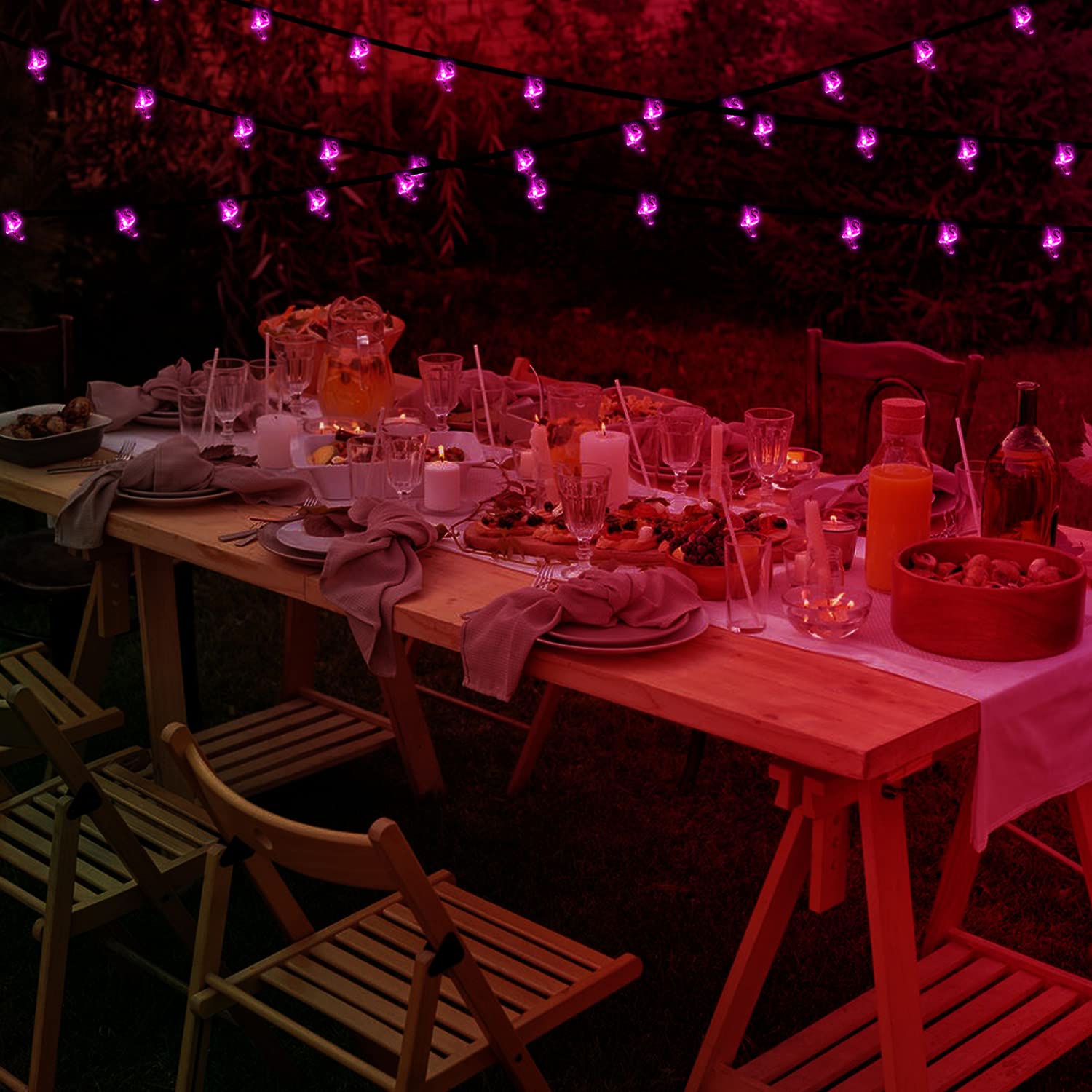 ENSHUI 21ft Solar String Lights Outdoor Waterproof - 30 LED Pink Flamingo Garden Lights with 8 Lighting Modes | Fairy Lights for Patio, Terrace, Camping & Christmas Decoration (Flamingo Design) - Perfect for Backyard, Garden Party, Wedding & Holiday Decor