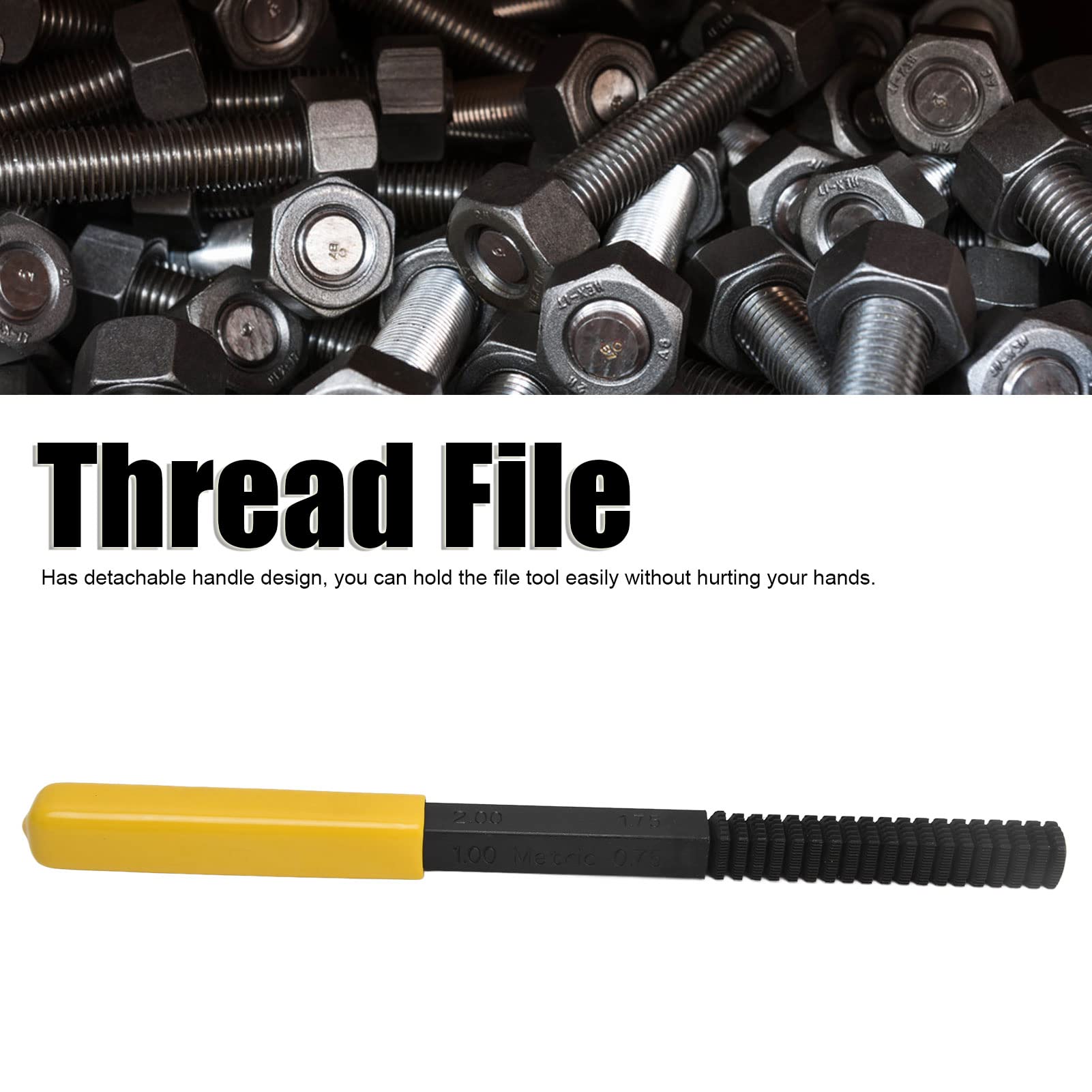 Cyrank Metric Thread File - Screw Thread Repair & Restoration Tool with Detachable Handle - Perfect for Automotive, Plumbing, and DIY Projects