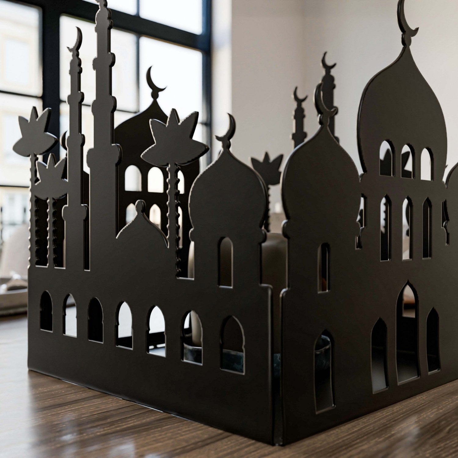 Elegant Metal Candle Holder with Masjid Motif - Islamic Home Decor for Ramadan, Eid & Prayer Room Decoration - Perfect for Muslim Households & Gift Giving