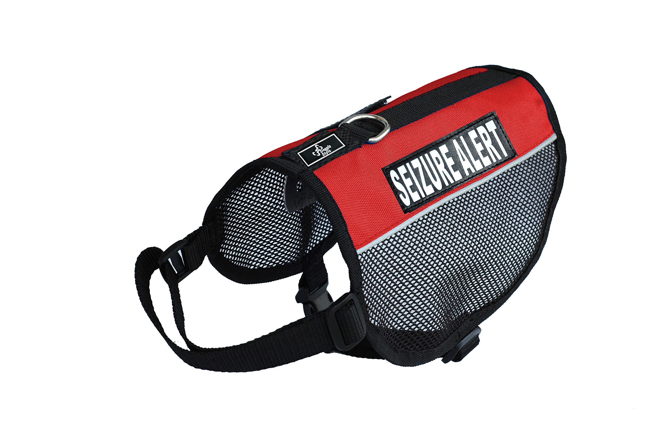 Seizure Alert Service Dog Mesh Vest Harness - Breathable Nylon for Small, Medium & Large Dogs - Includes 2 Reflective Removable Patches (Measure Before Ordering) - Perfect for Epilepsy Assistance & Outdoor Activities